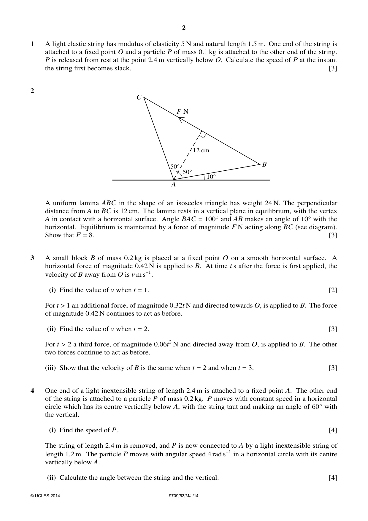 Cambridge A Level Mathematics 9709 2014 May/June Paper 5 · Variant 3 question paper, page 2 of 4