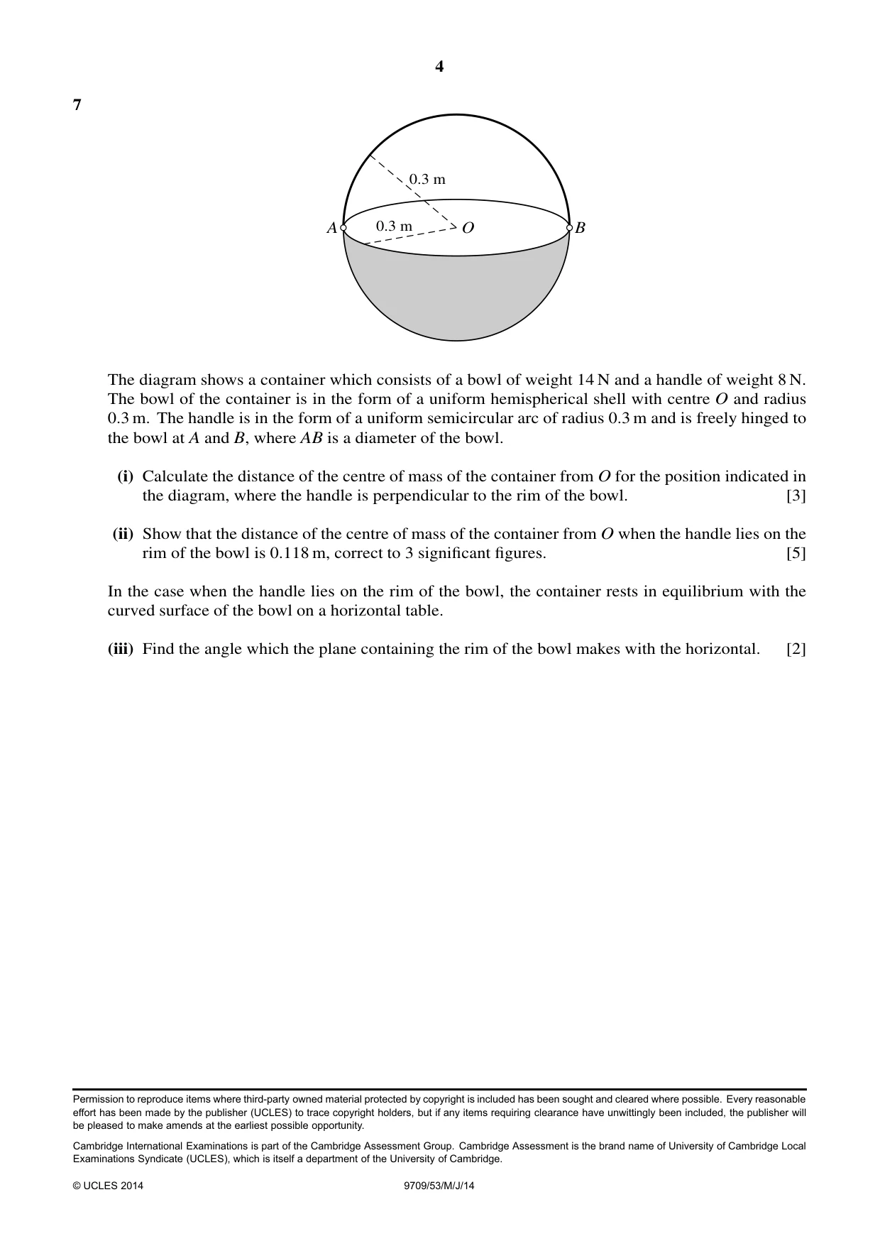 Cambridge A Level Mathematics 9709 2014 May/June Paper 5 · Variant 3 question paper, page 4 of 4