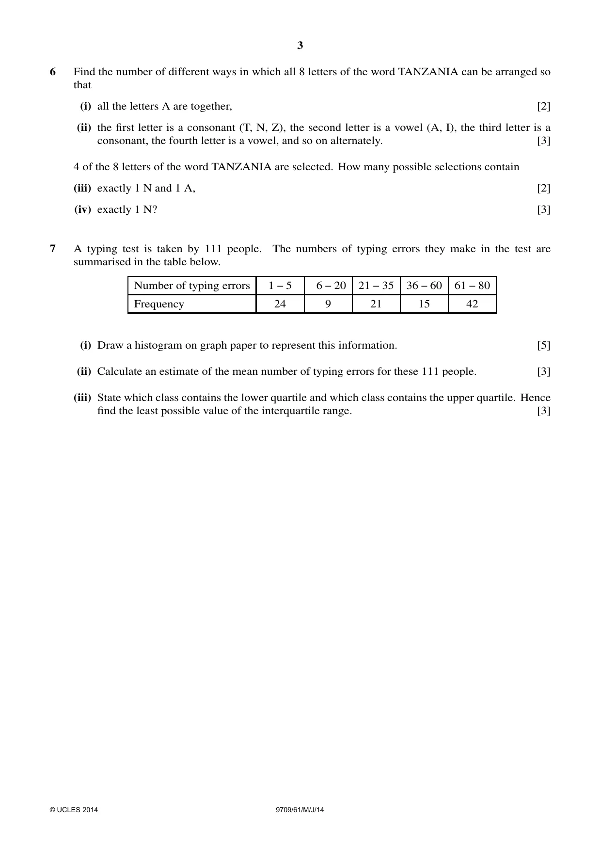 Cambridge A Level Mathematics 9709 2014 May/June Paper 6 · Variant 1 question paper, page 3 of 4