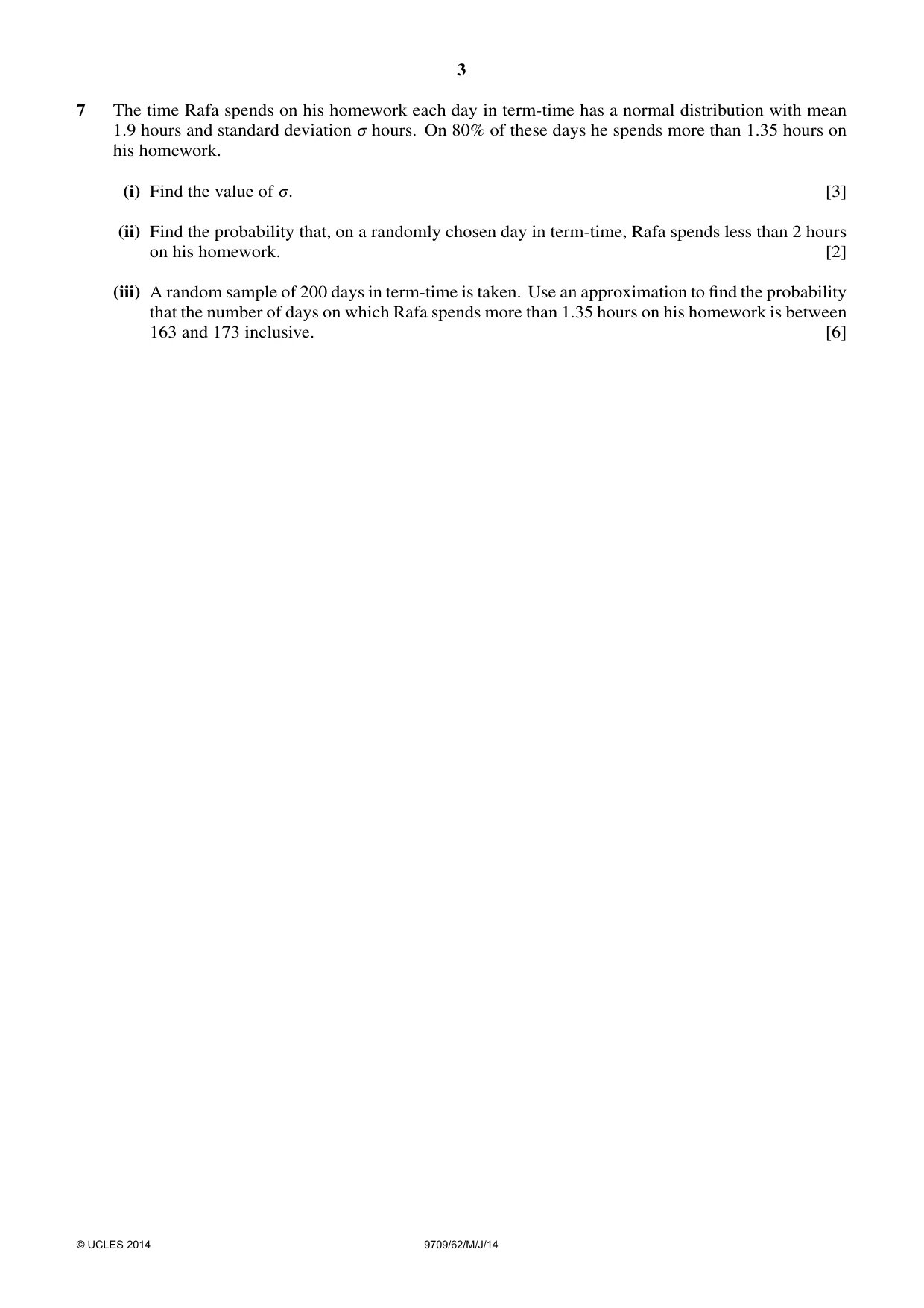 Cambridge A Level Mathematics 9709 2014 May/June Paper 6 · Variant 2 question paper, page 3 of 4