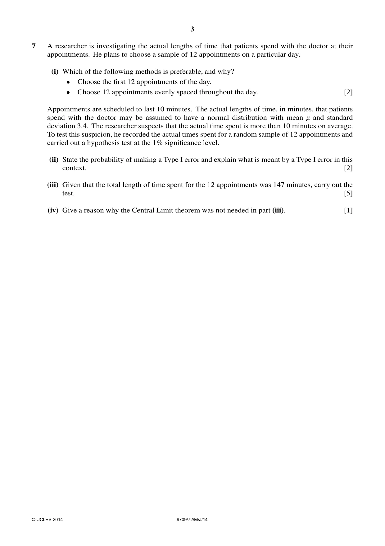 Cambridge A Level Mathematics 9709 2014 May/June Paper 7 · Variant 2 question paper, page 3 of 4