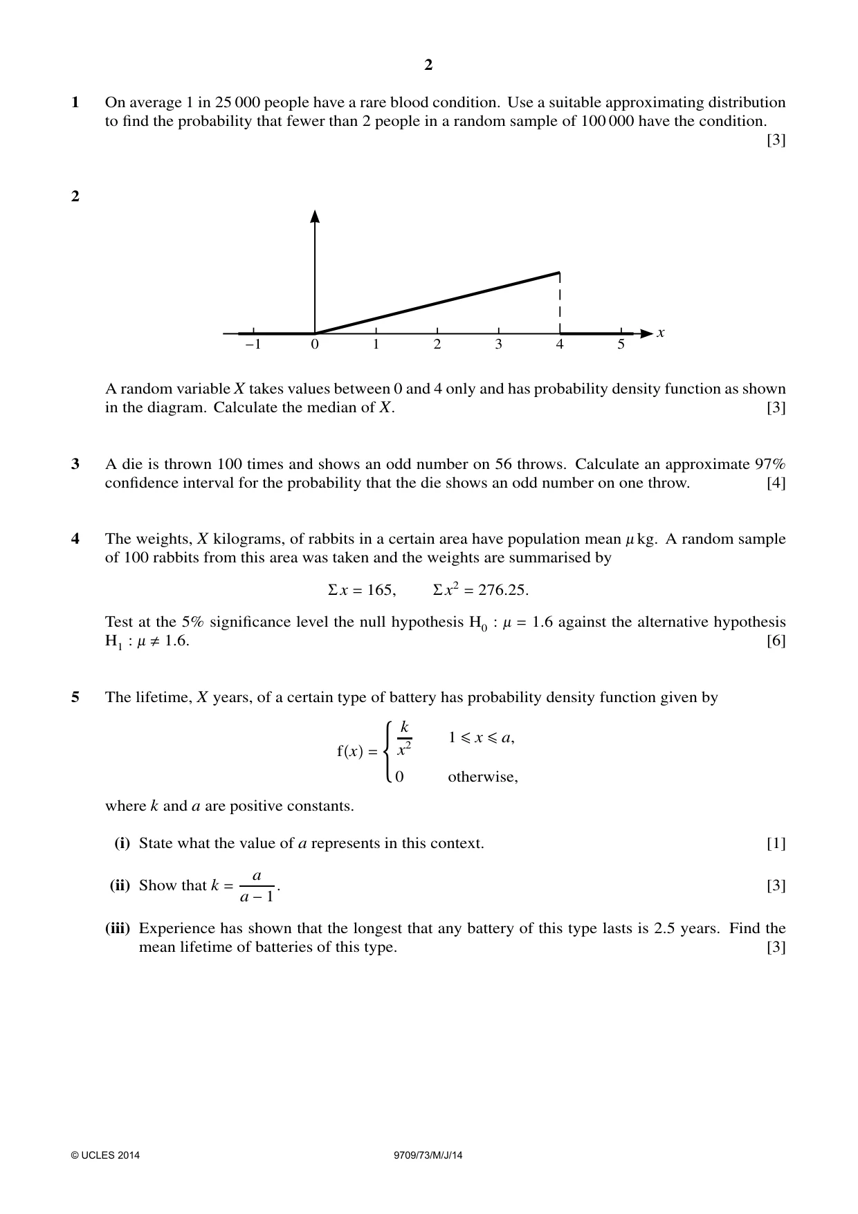 Cambridge A Level Mathematics 9709 2014 May/June Paper 7 · Variant 3 question paper, page 2 of 4