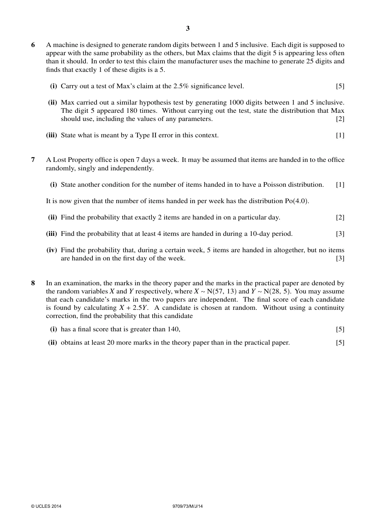 Cambridge A Level Mathematics 9709 2014 May/June Paper 7 · Variant 3 question paper, page 3 of 4
