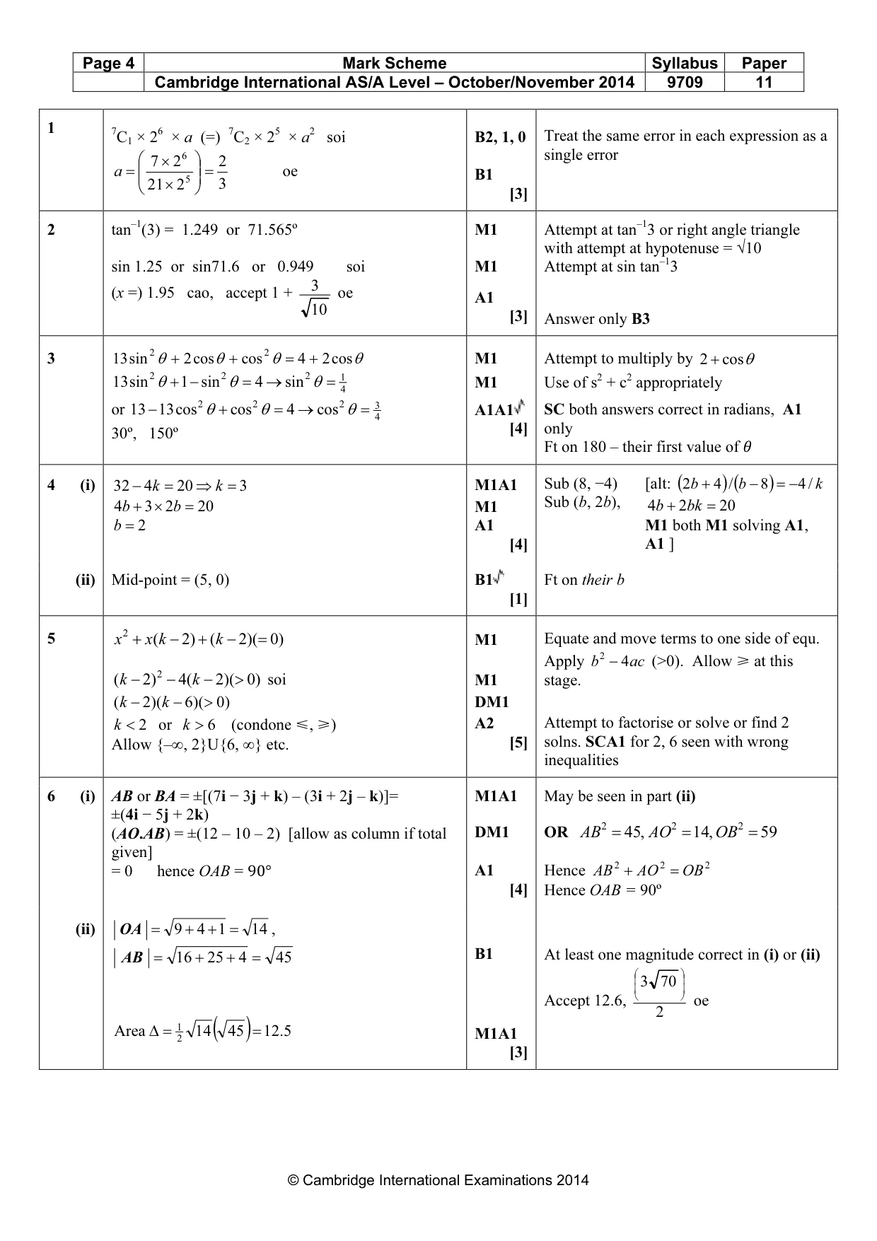 Mark scheme, page 4 of 6