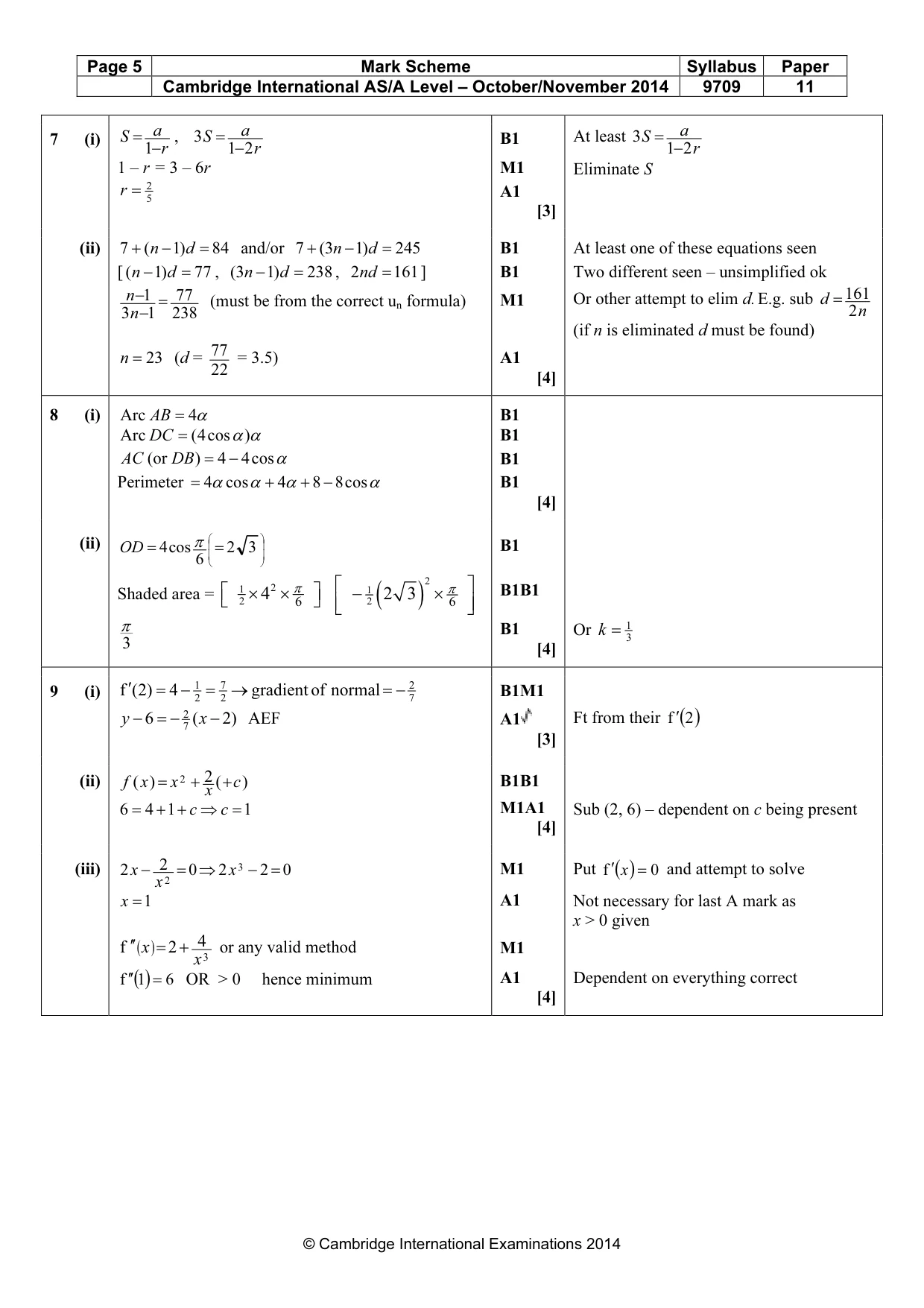 Mark scheme, page 5 of 6