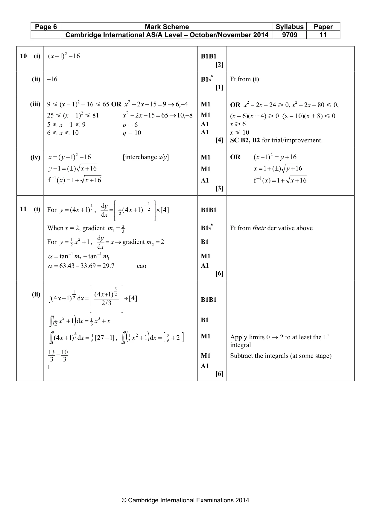 Mark scheme, page 6 of 6
