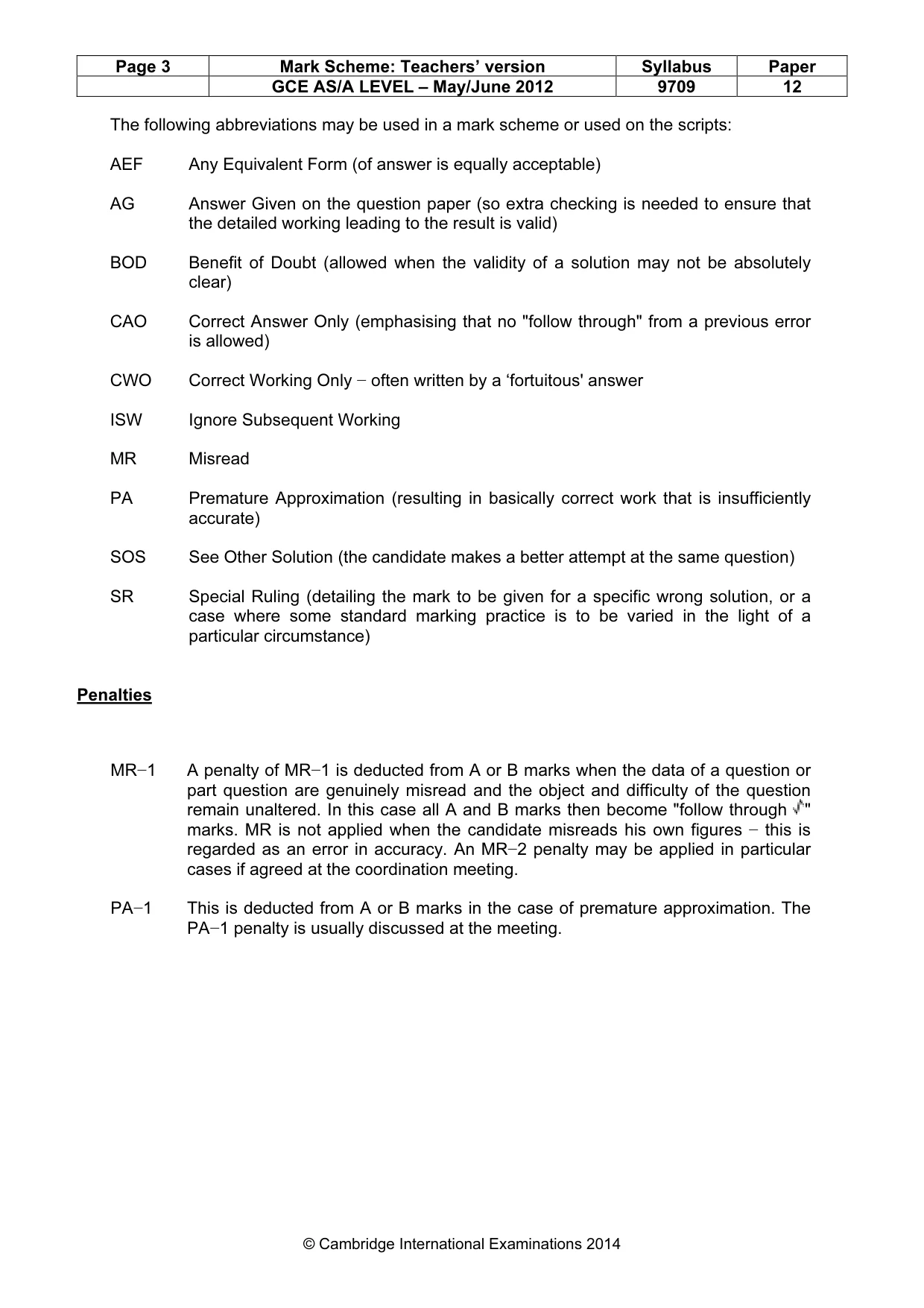 Mark scheme, page 3 of 7
