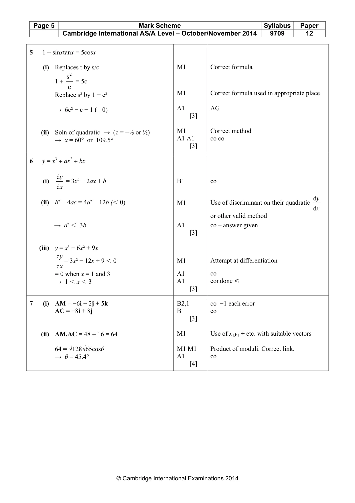 Mark scheme, page 5 of 7