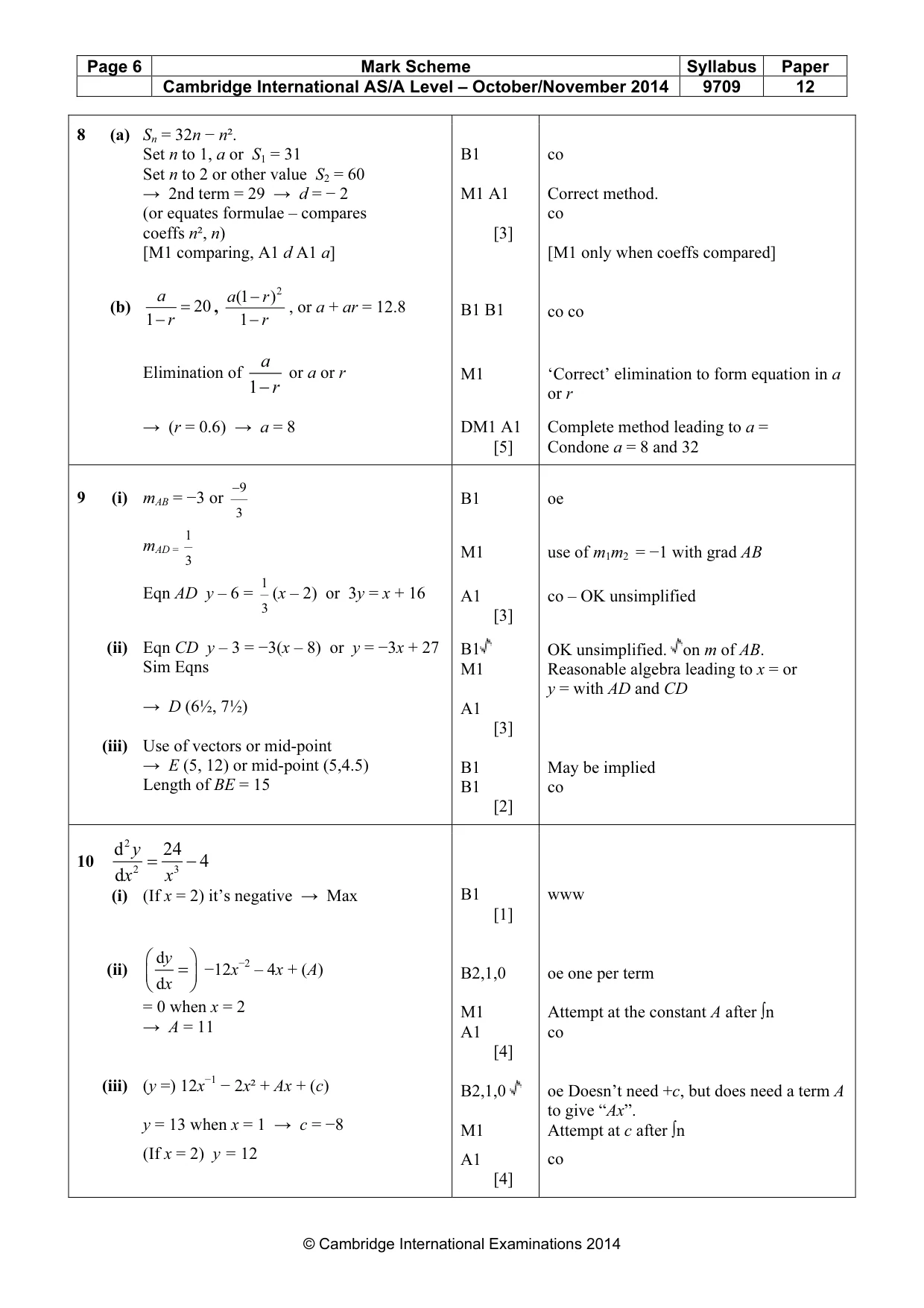 Mark scheme, page 6 of 7