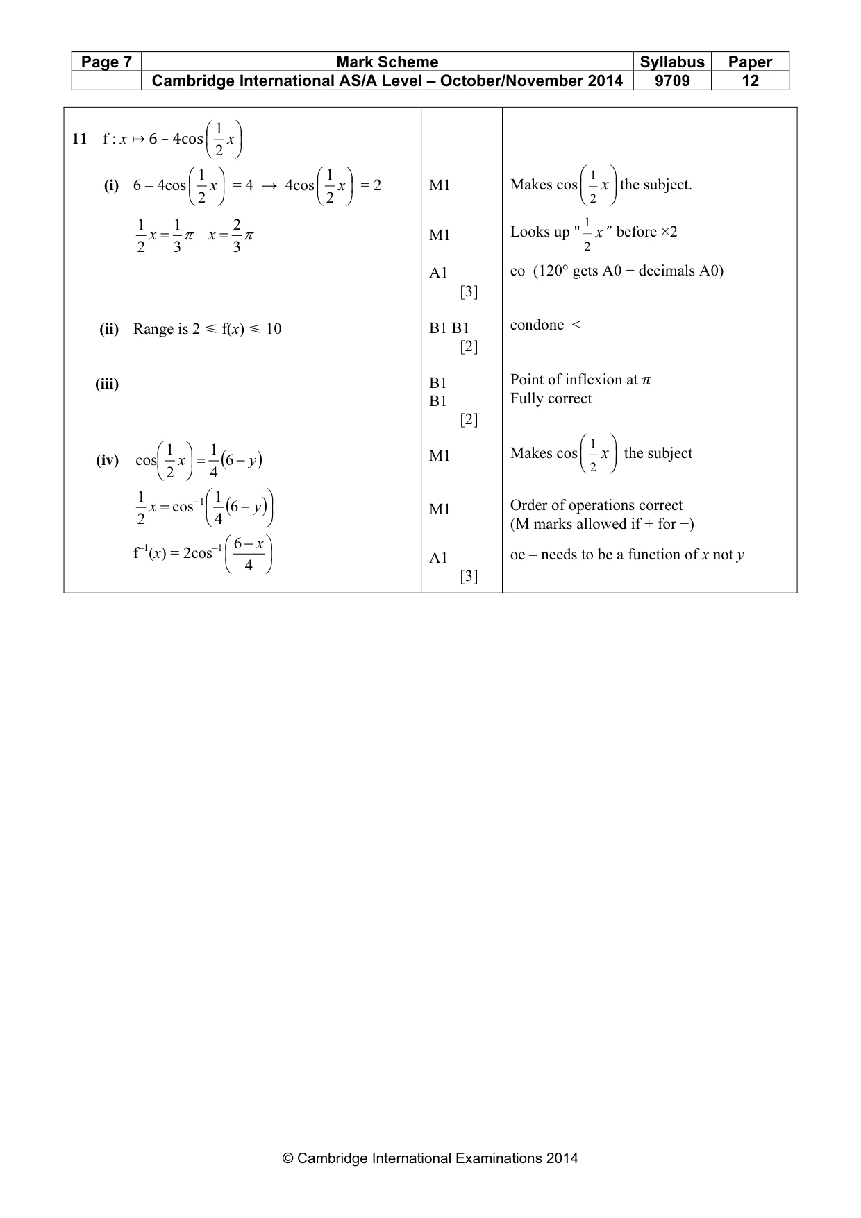 Mark scheme, page 7 of 7