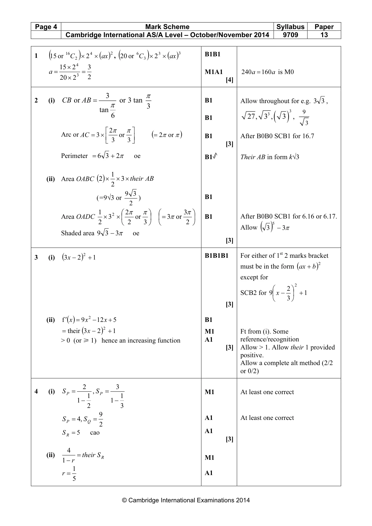 Mark scheme, page 4 of 7