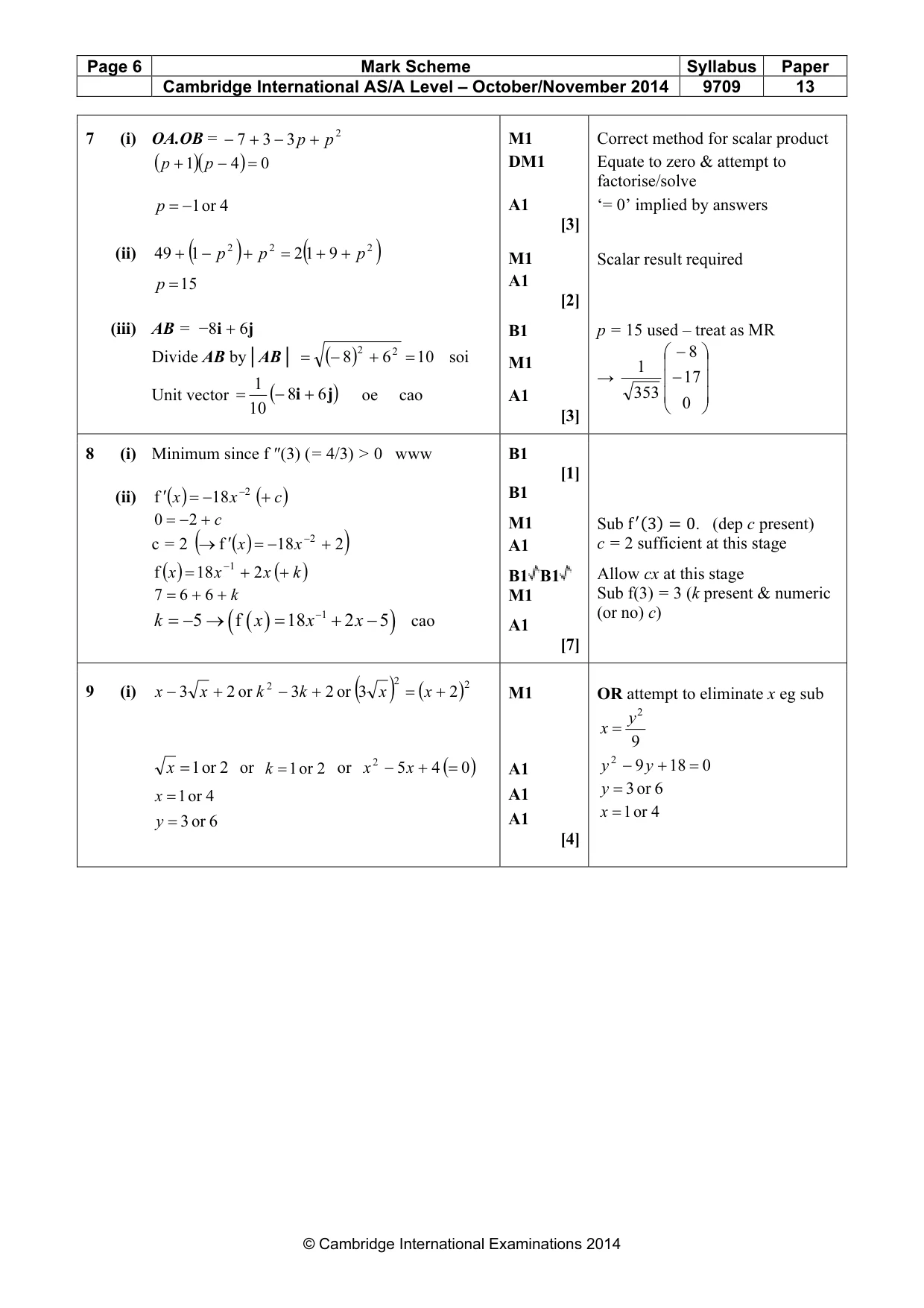 Mark scheme, page 6 of 7