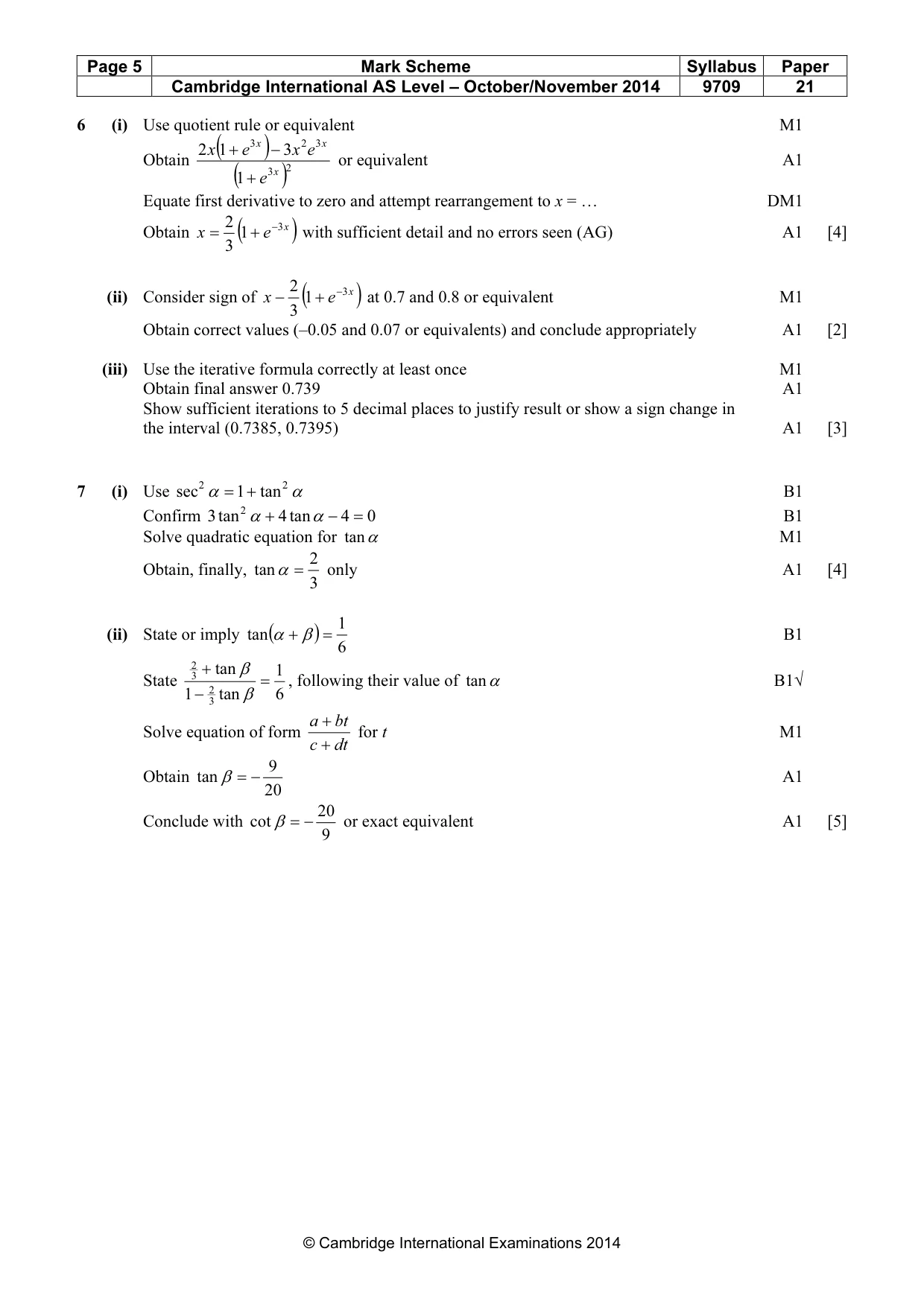 Mark scheme, page 5 of 5