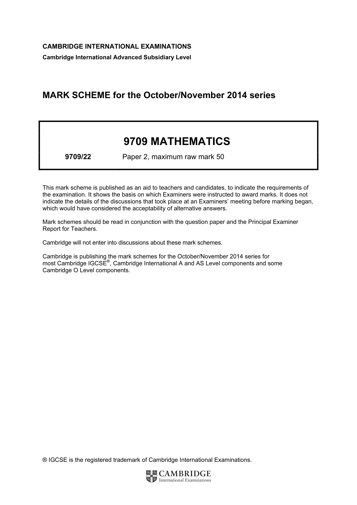 Mark scheme, page 1 of 5