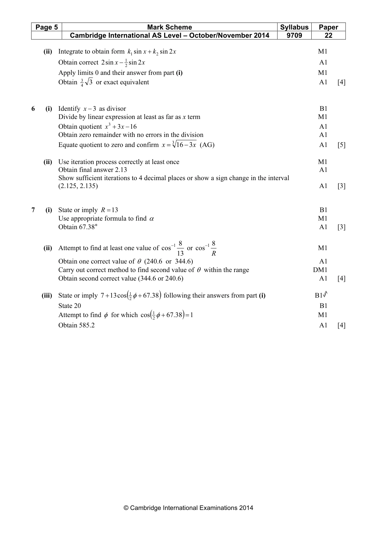 Mark scheme, page 5 of 5