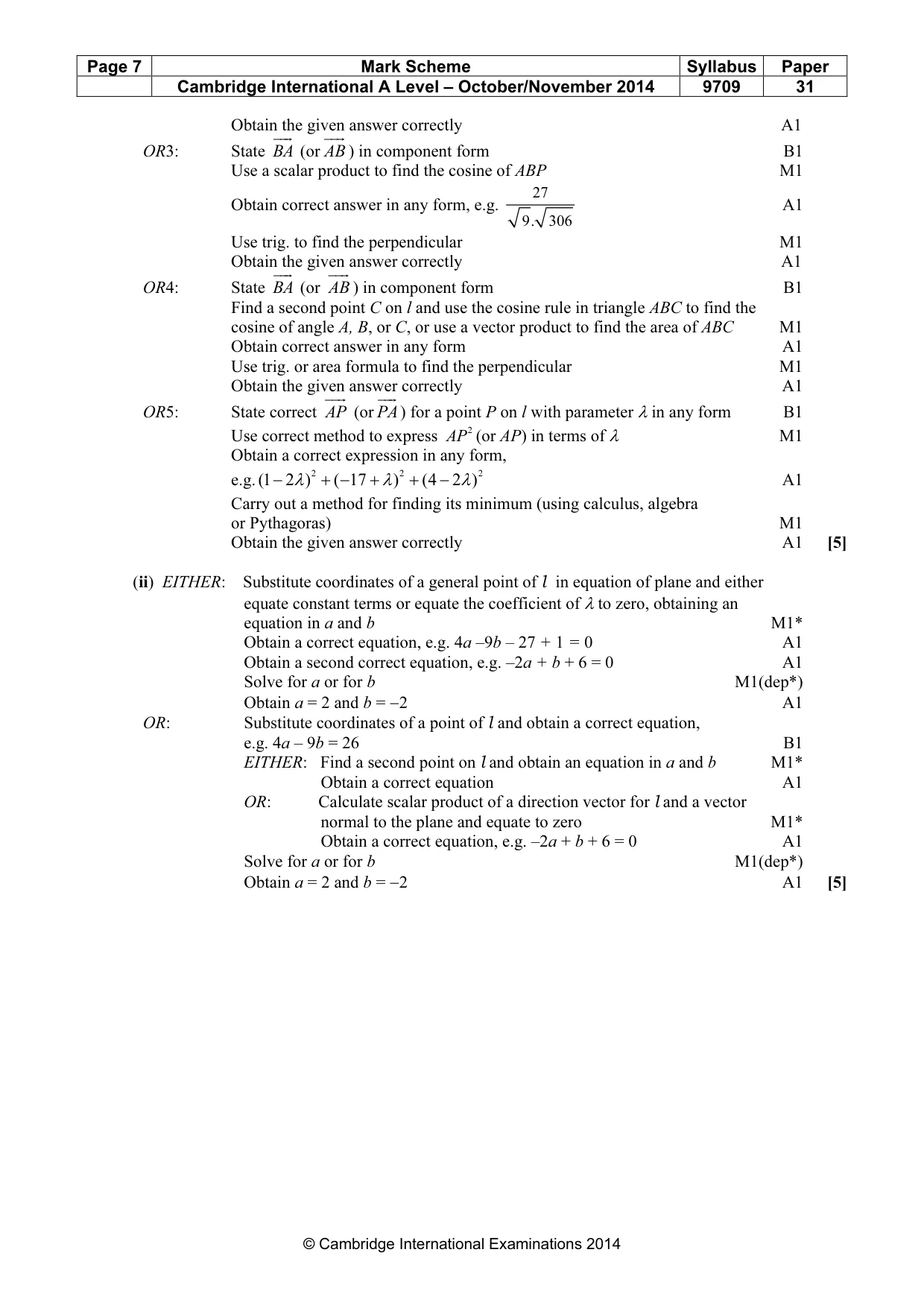 Mark scheme, page 7 of 7