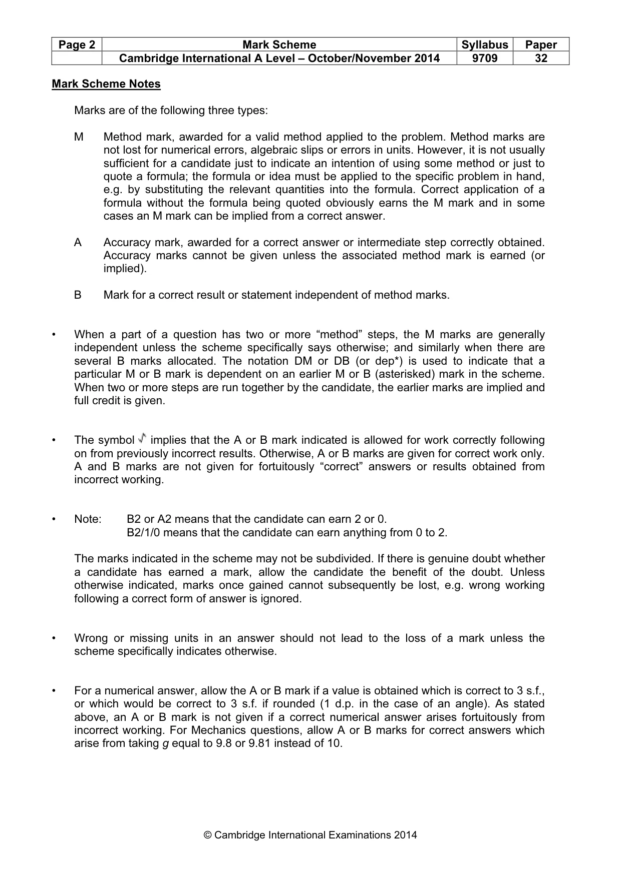Mark scheme, page 2 of 7