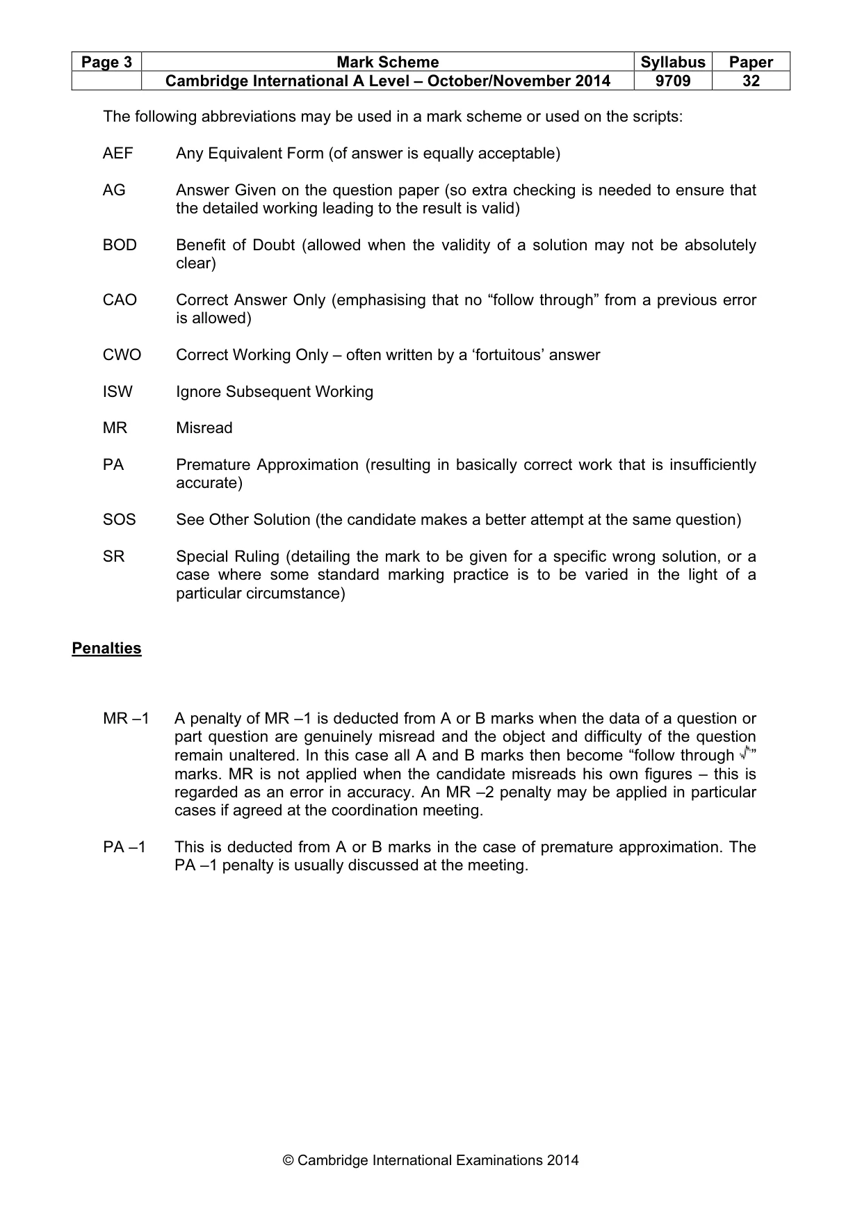 Mark scheme, page 3 of 7