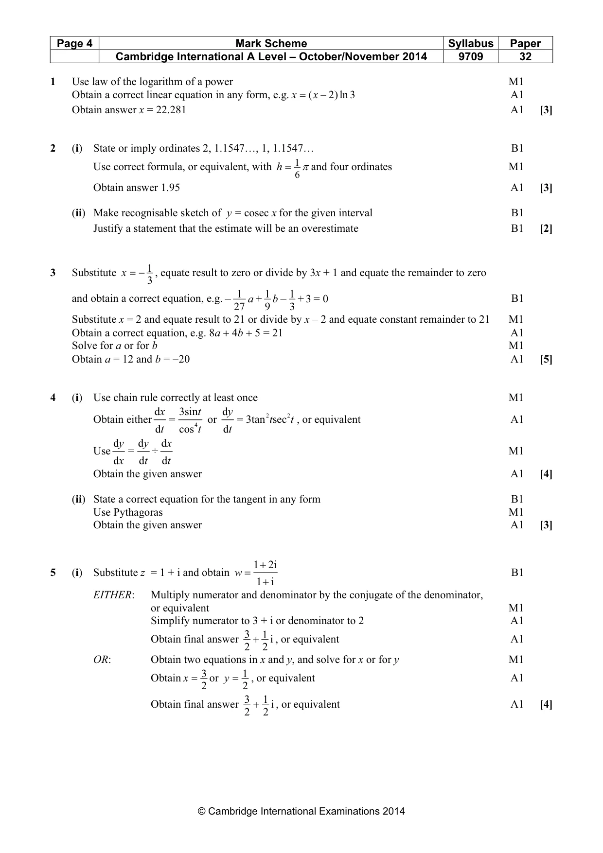 Mark scheme, page 4 of 7