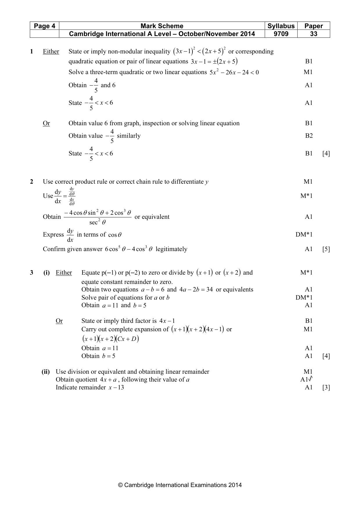Mark scheme, page 4 of 7