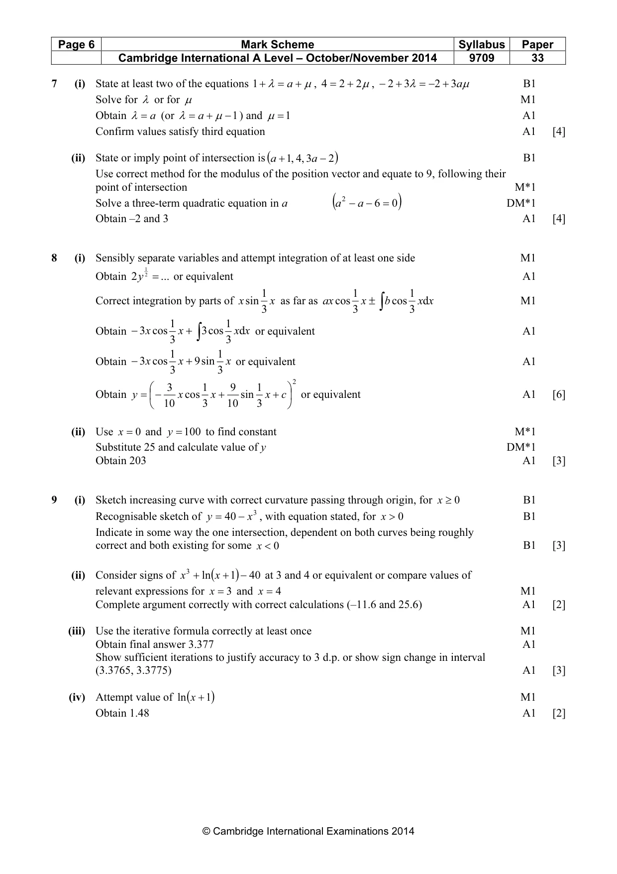Mark scheme, page 6 of 7