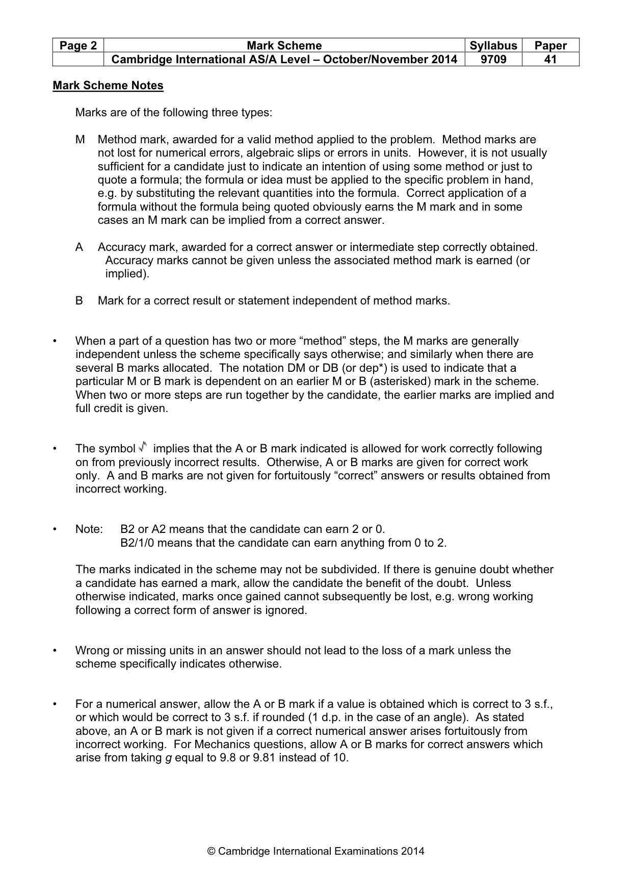 Mark scheme, page 2 of 7