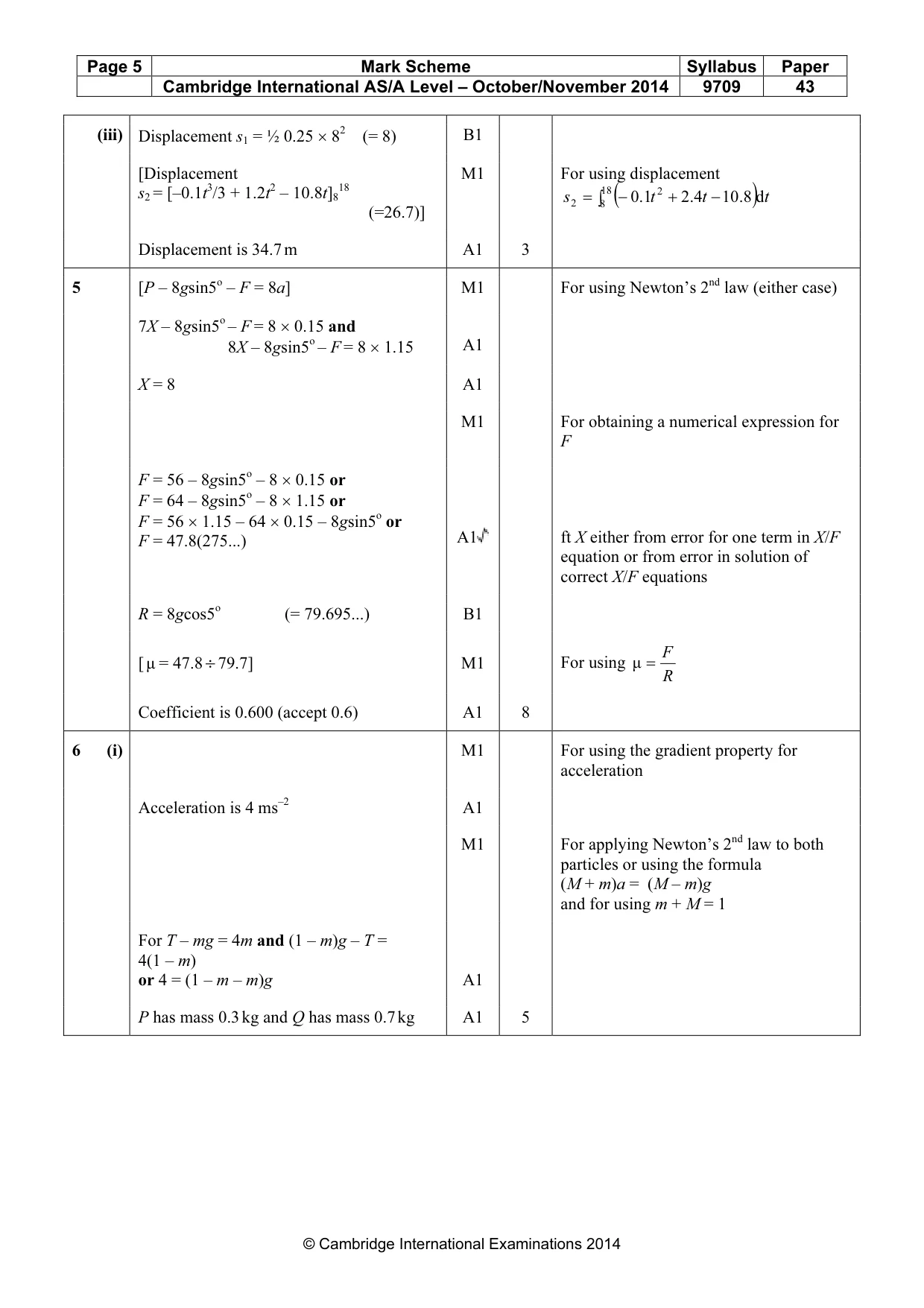 Mark scheme, page 5 of 6