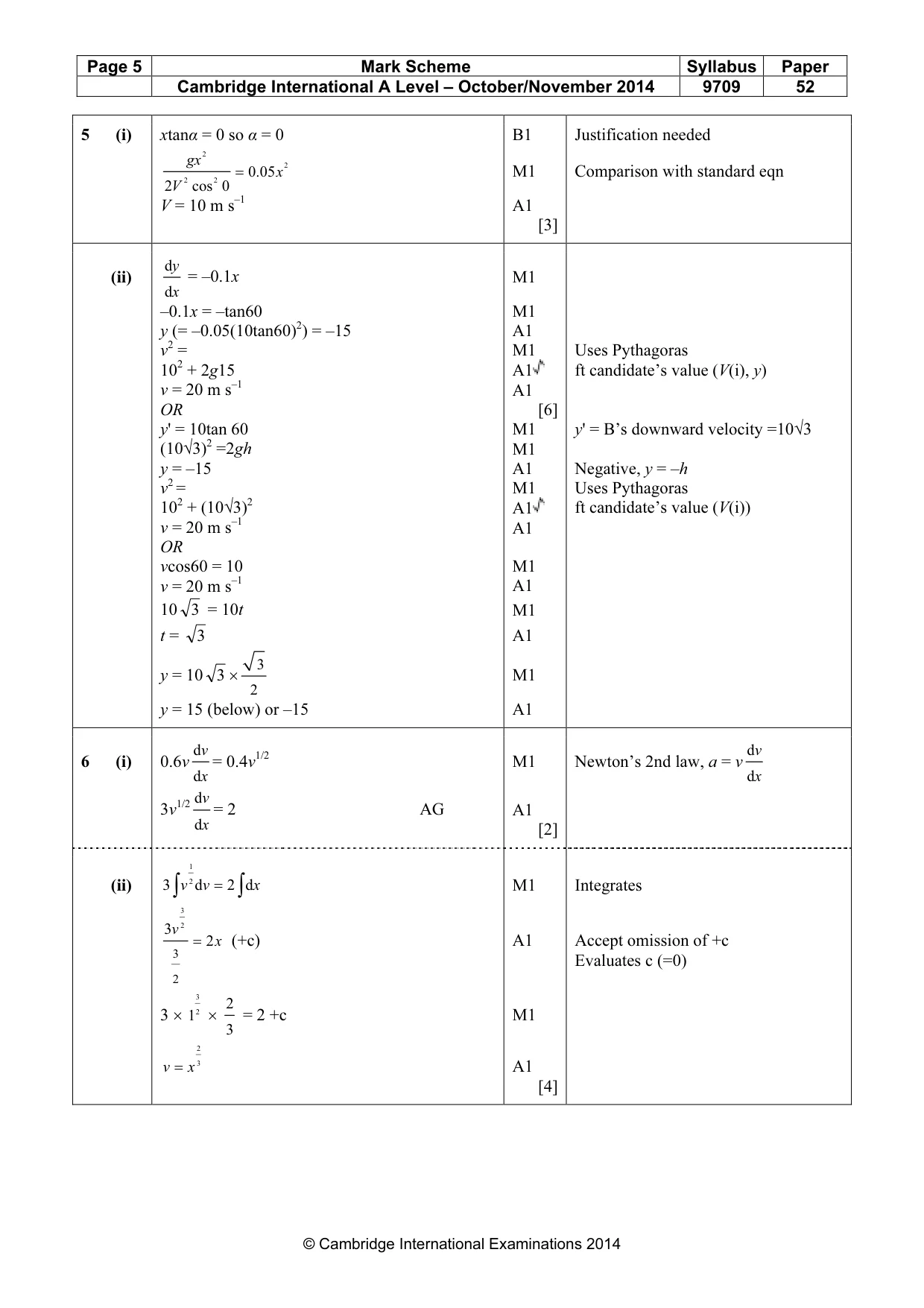Mark scheme, page 5 of 6