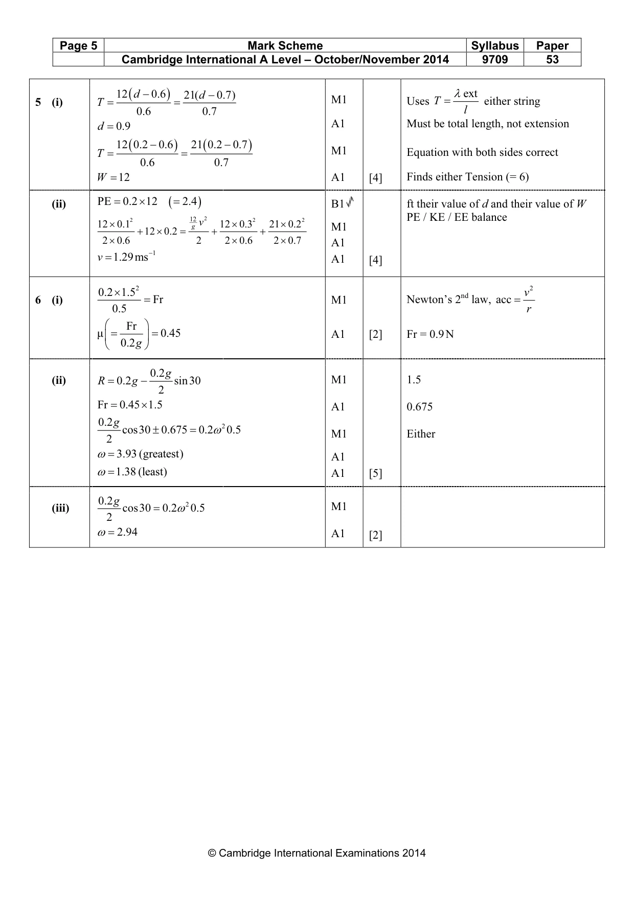 Mark scheme, page 5 of 6