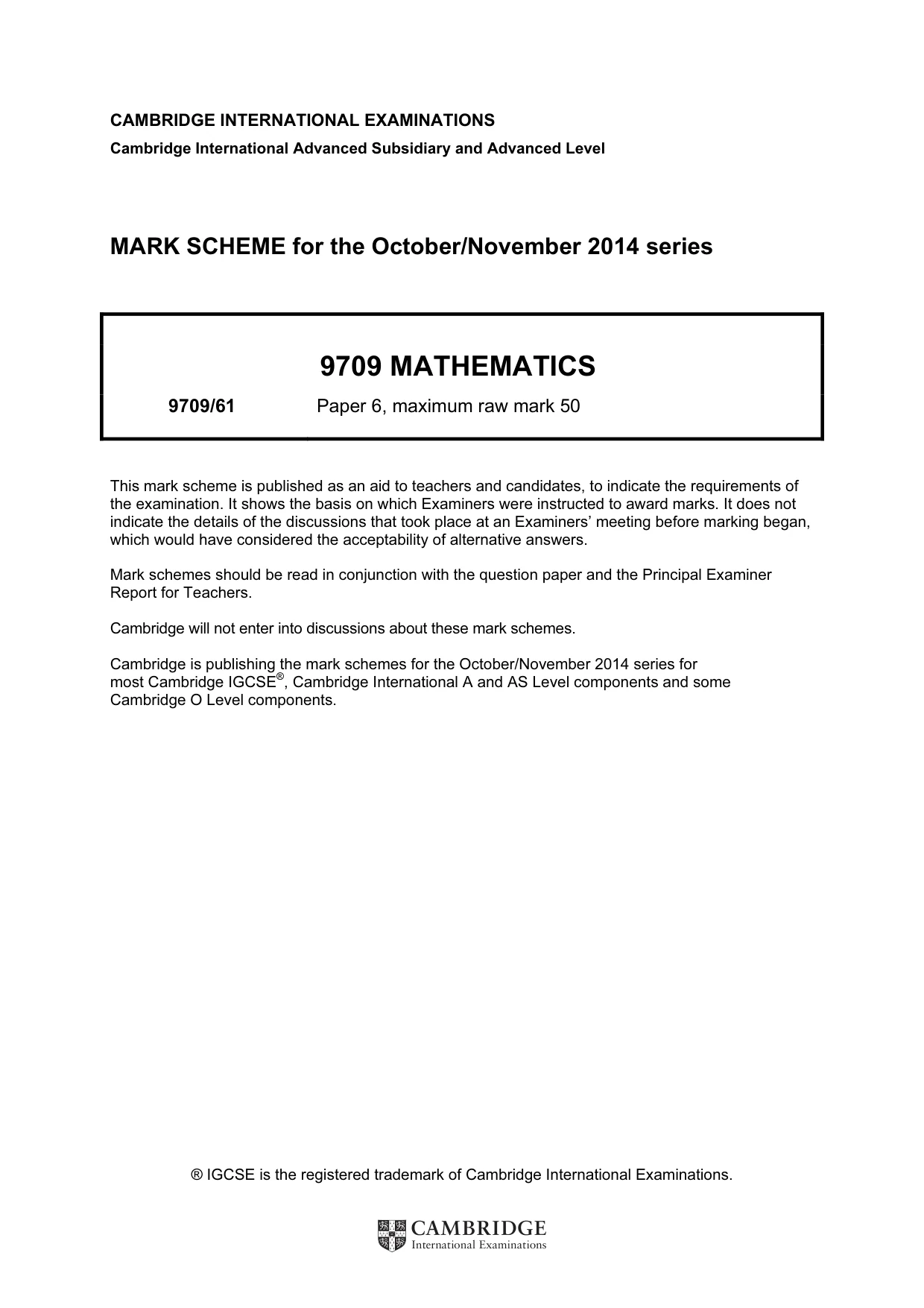 Mark scheme, page 1 of 6
