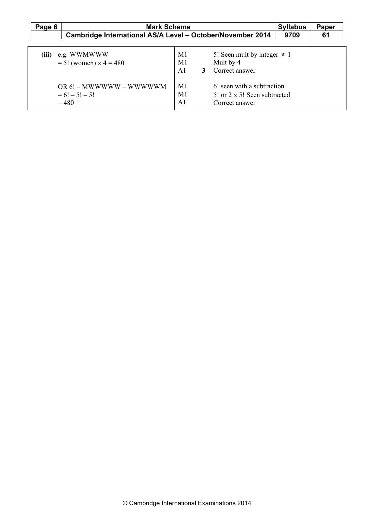 Mark scheme, page 6 of 6