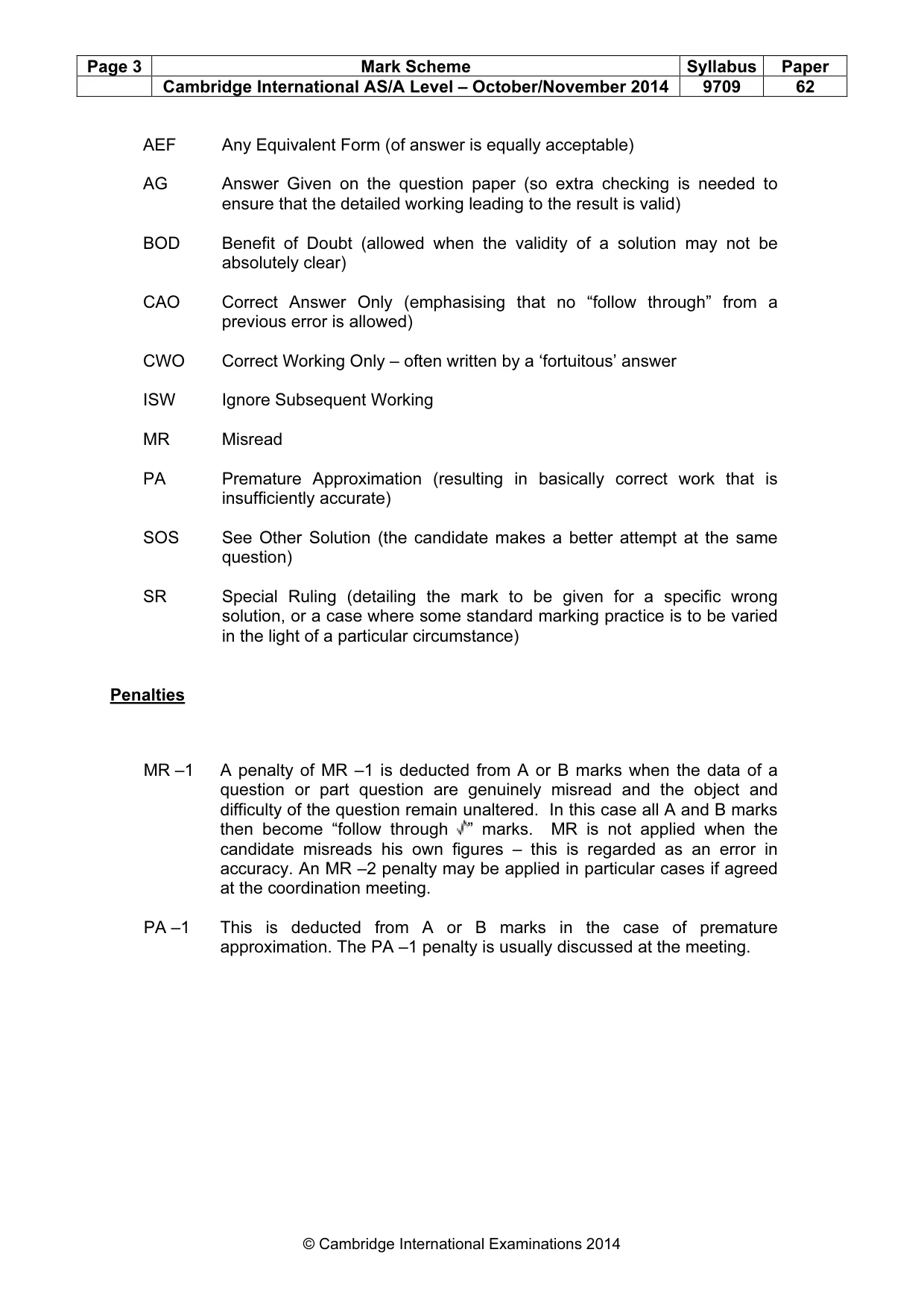 Mark scheme, page 3 of 6