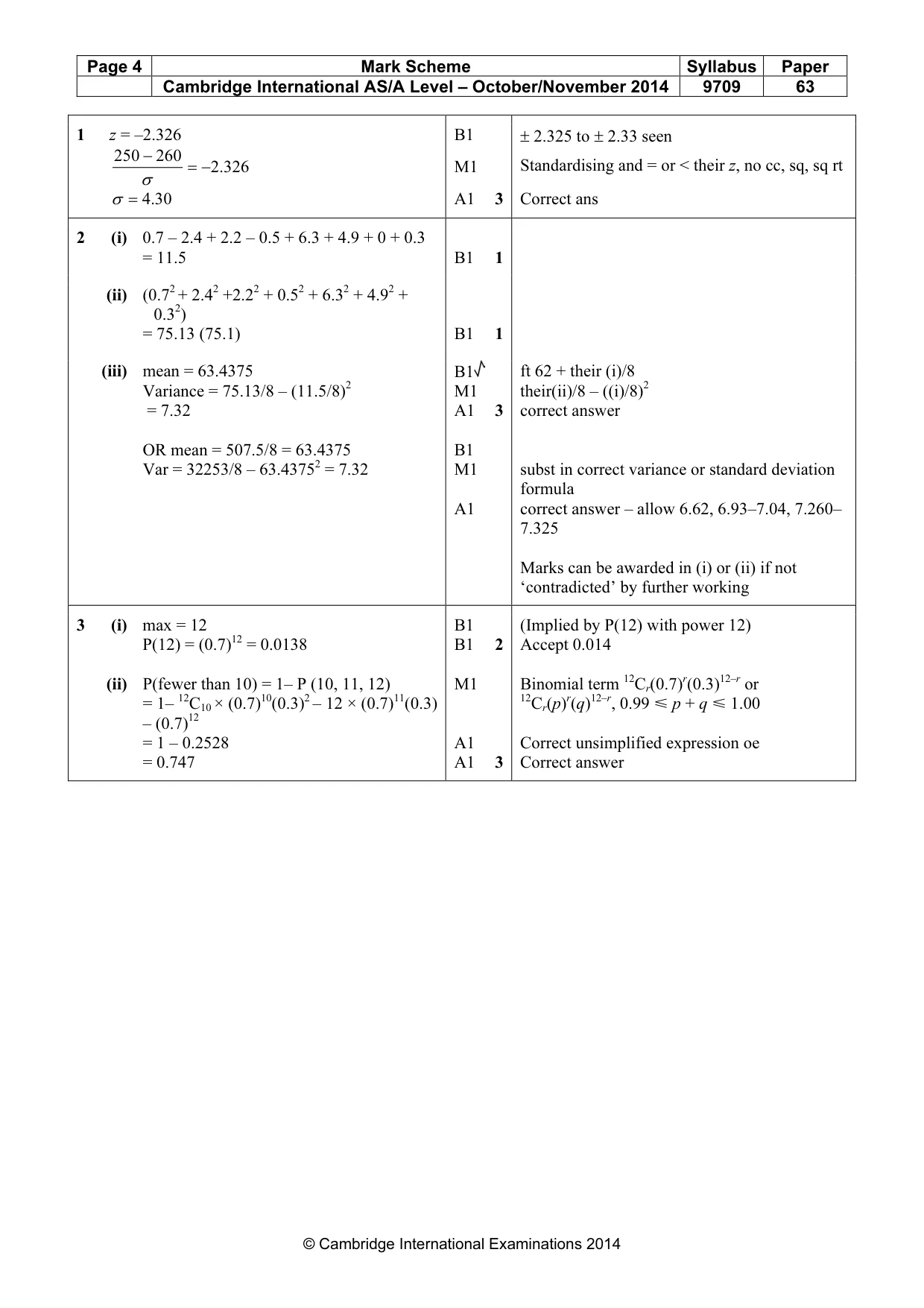Mark scheme, page 4 of 7