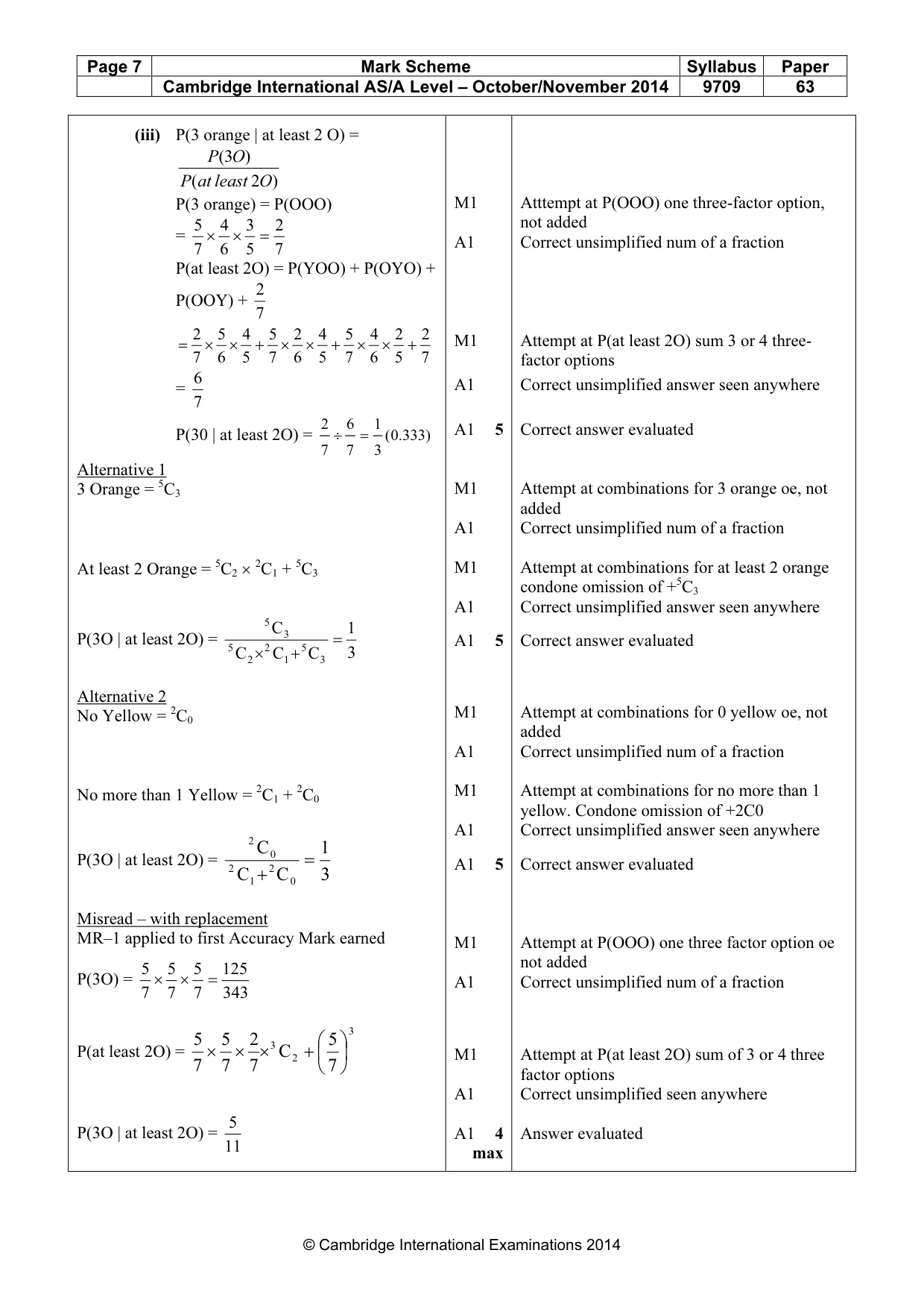 Mark scheme, page 7 of 7