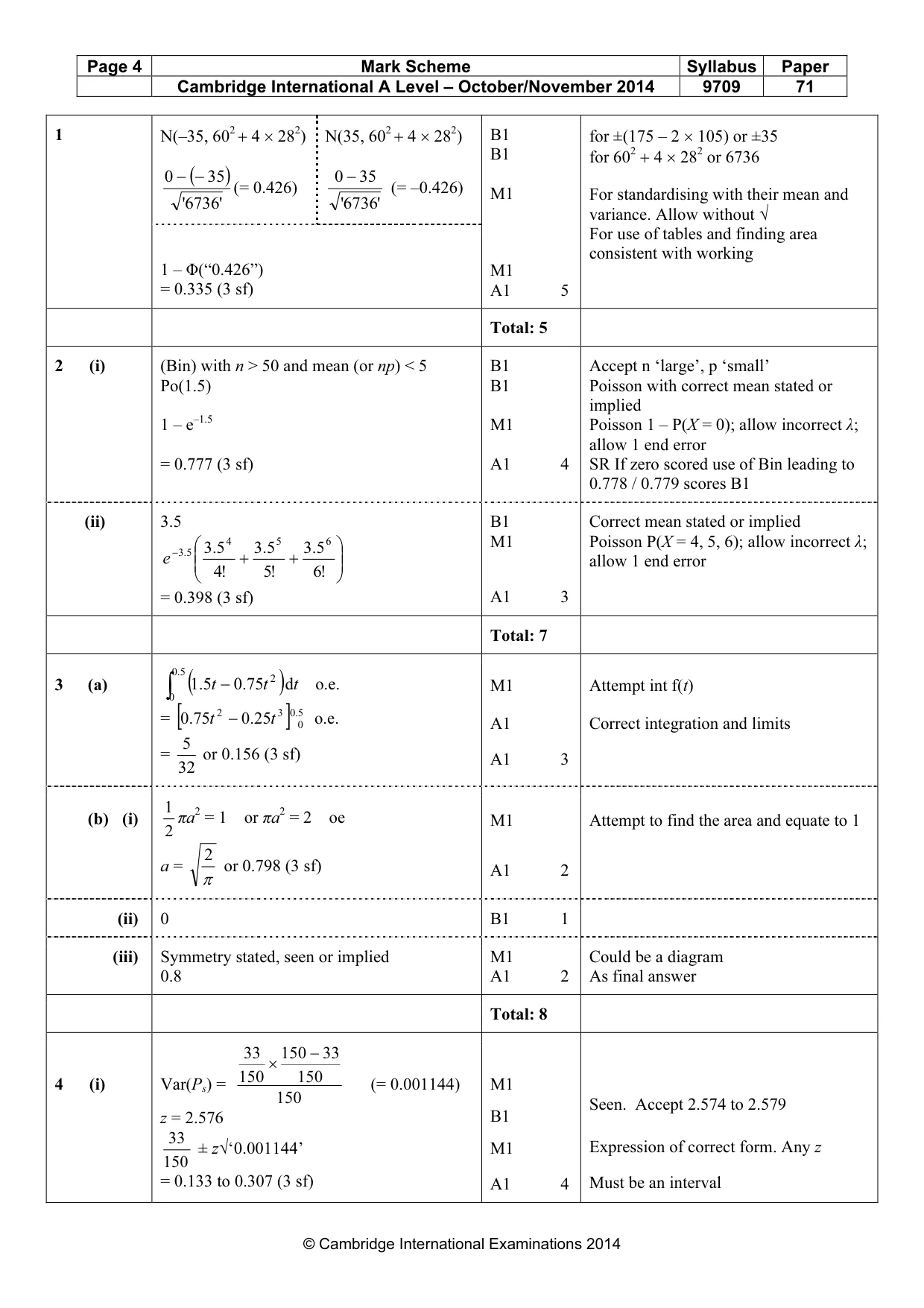 Mark scheme, page 4 of 6