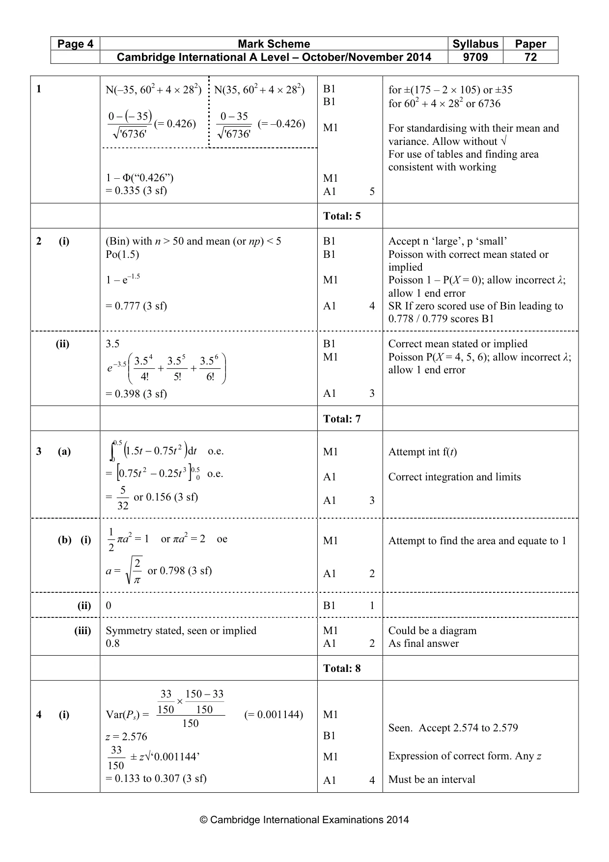 Mark scheme, page 4 of 6