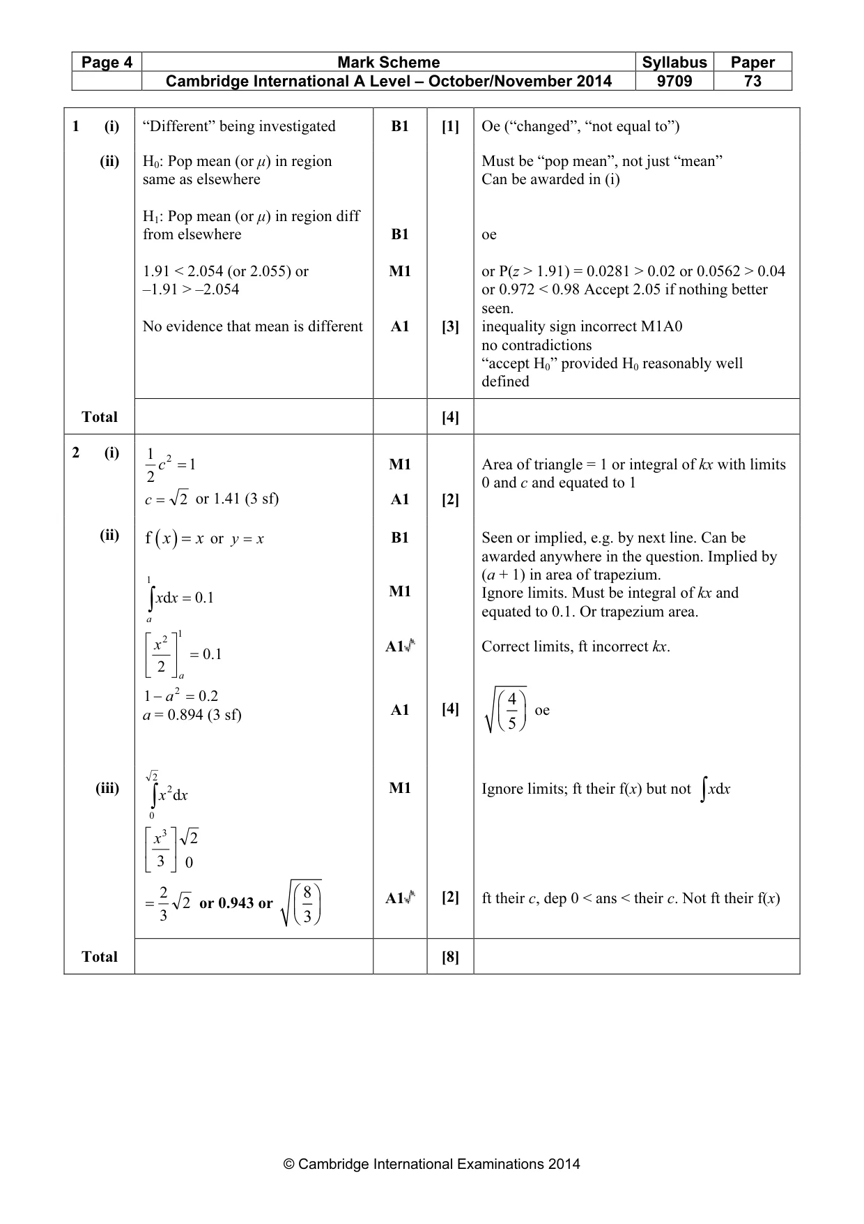 Mark scheme, page 4 of 6