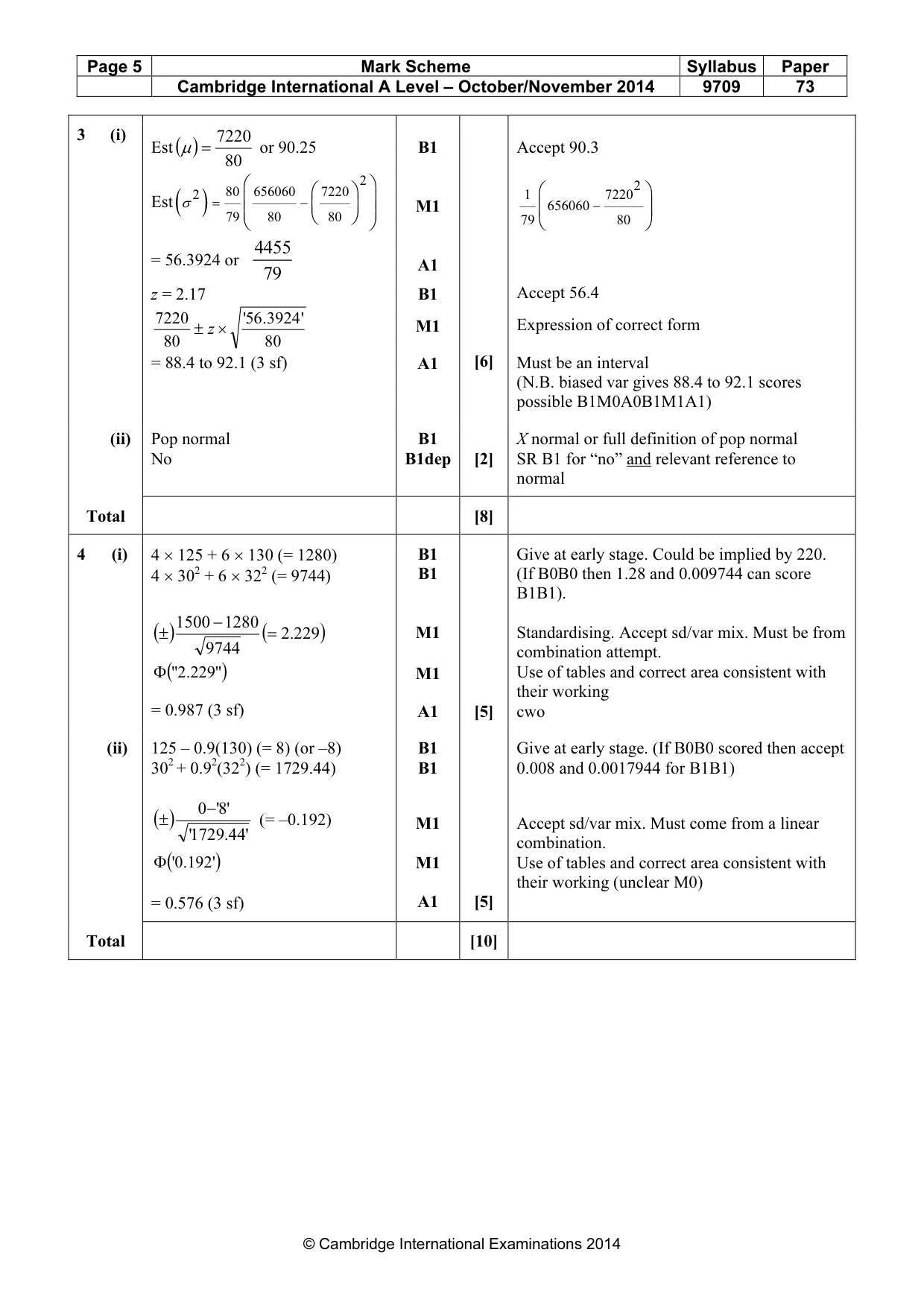 Mark scheme, page 5 of 6