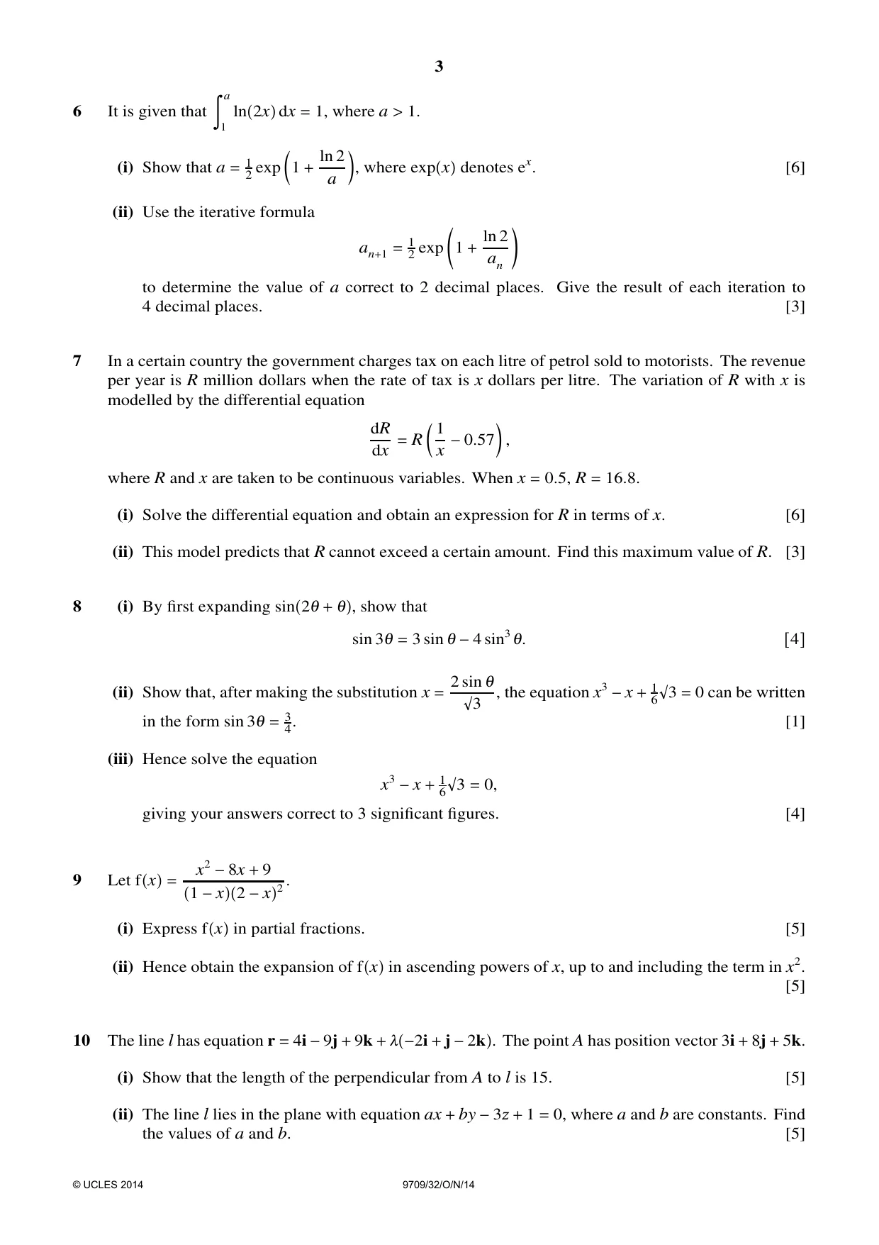Cambridge A Level Mathematics 9709 2014 Oct/Nov Paper 3 · Variant 2 question paper, page 3 of 4
