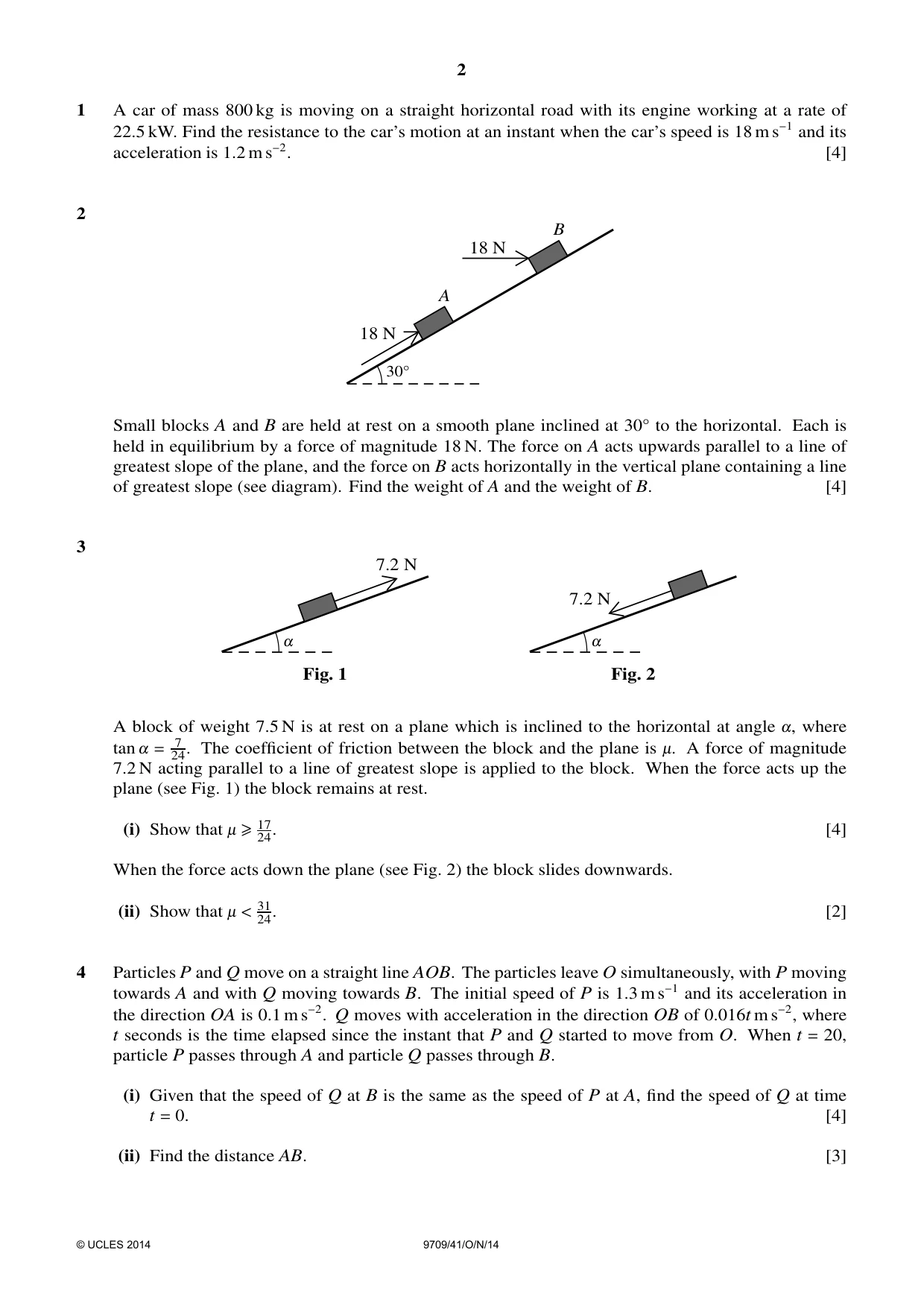 Cambridge A Level Mathematics 9709 2014 Oct/Nov Paper 4 · Variant 1 question paper, page 2 of 4