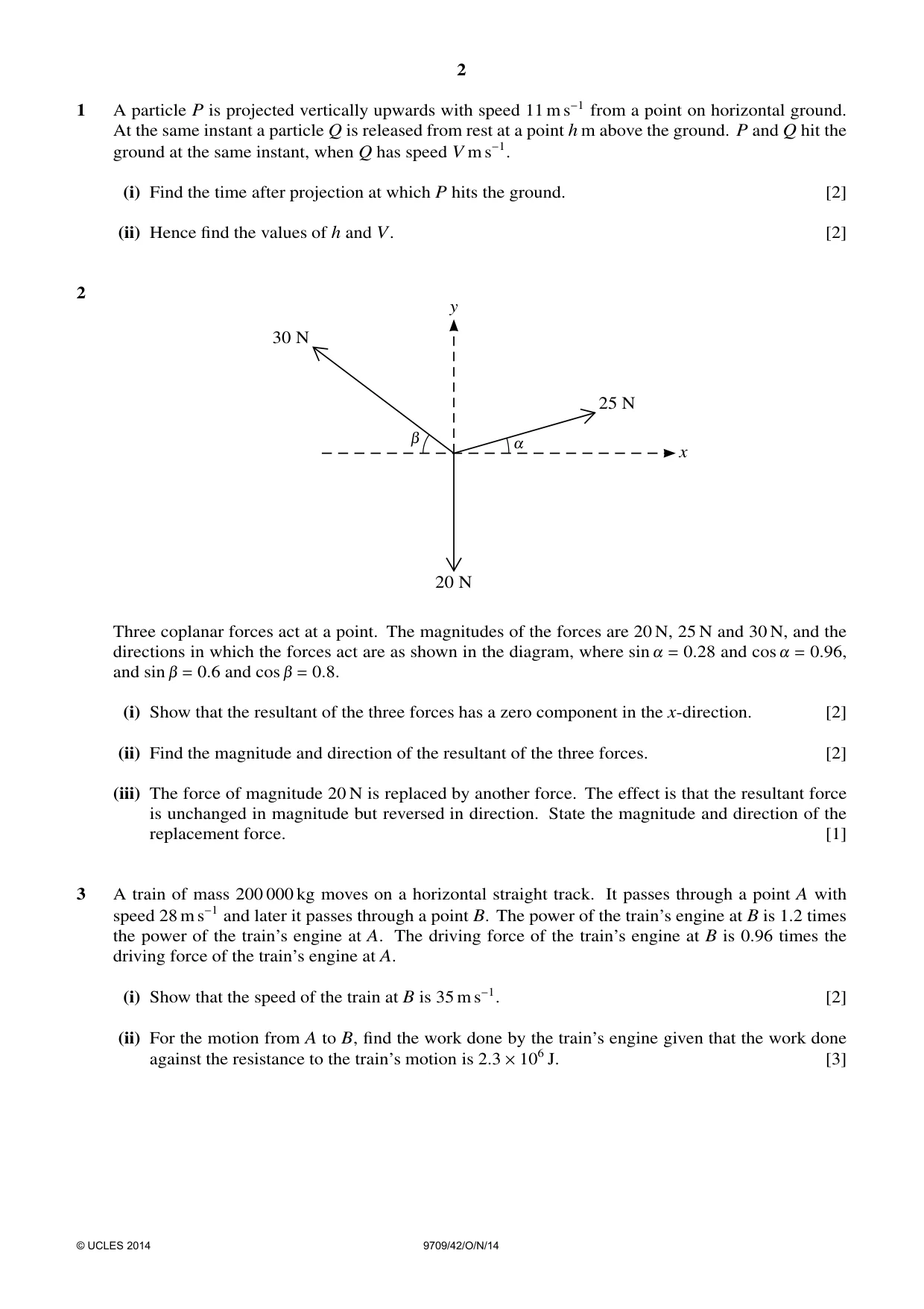 Cambridge A Level Mathematics 9709 2014 Oct/Nov Paper 4 · Variant 2 question paper, page 2 of 4