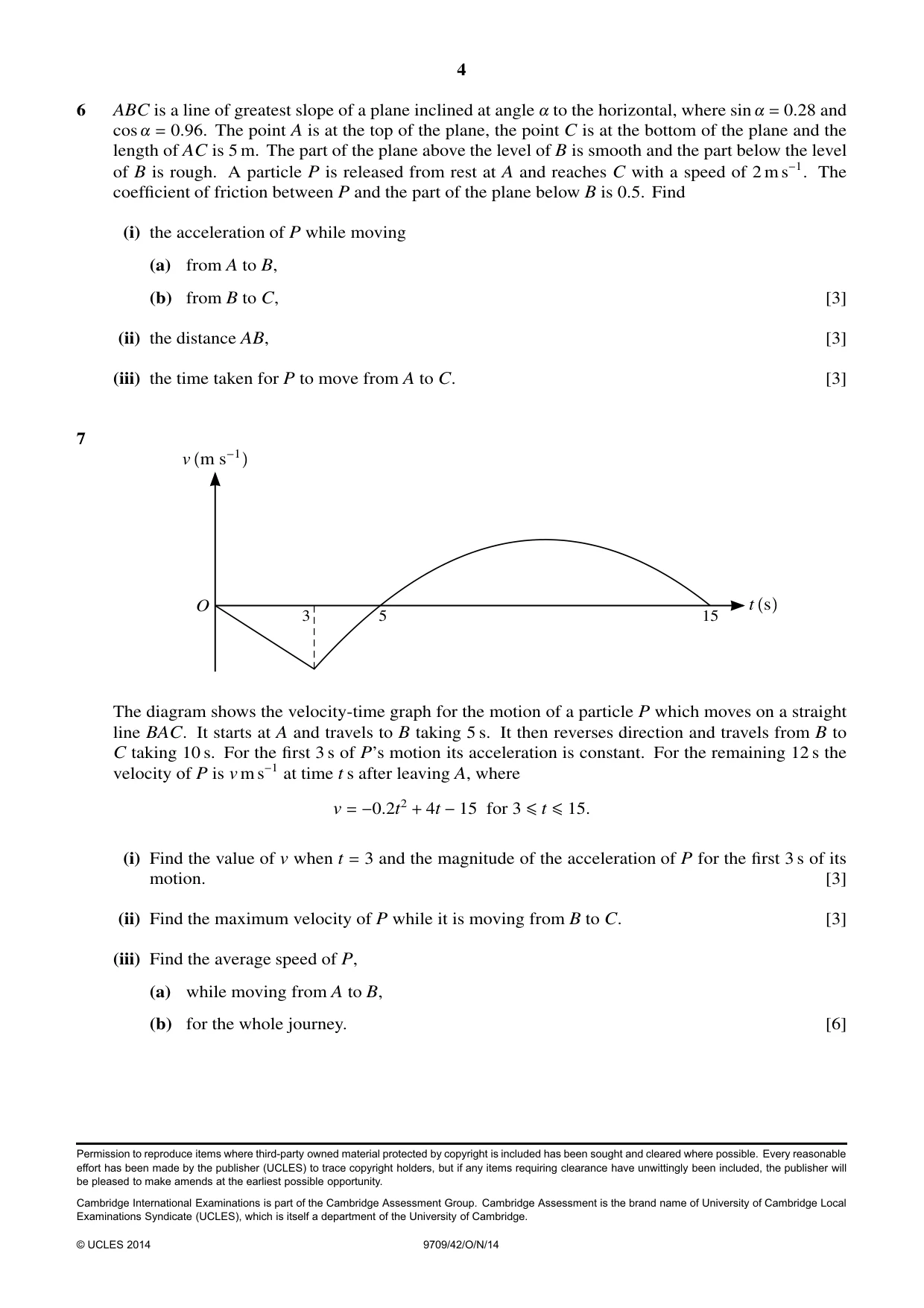 Cambridge A Level Mathematics 9709 2014 Oct/Nov Paper 4 · Variant 2 question paper, page 4 of 4