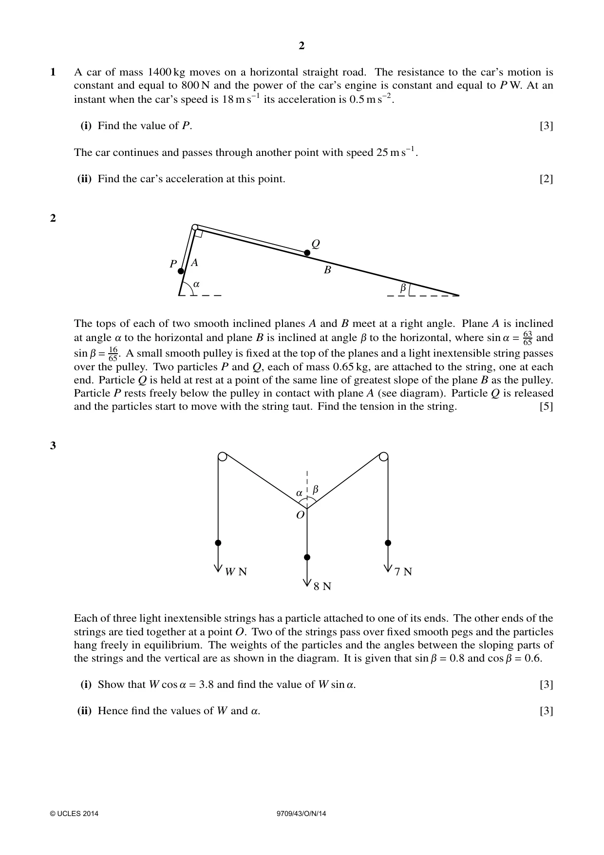 Cambridge A Level Mathematics 9709 2014 Oct/Nov Paper 4 · Variant 3 question paper, page 2 of 4