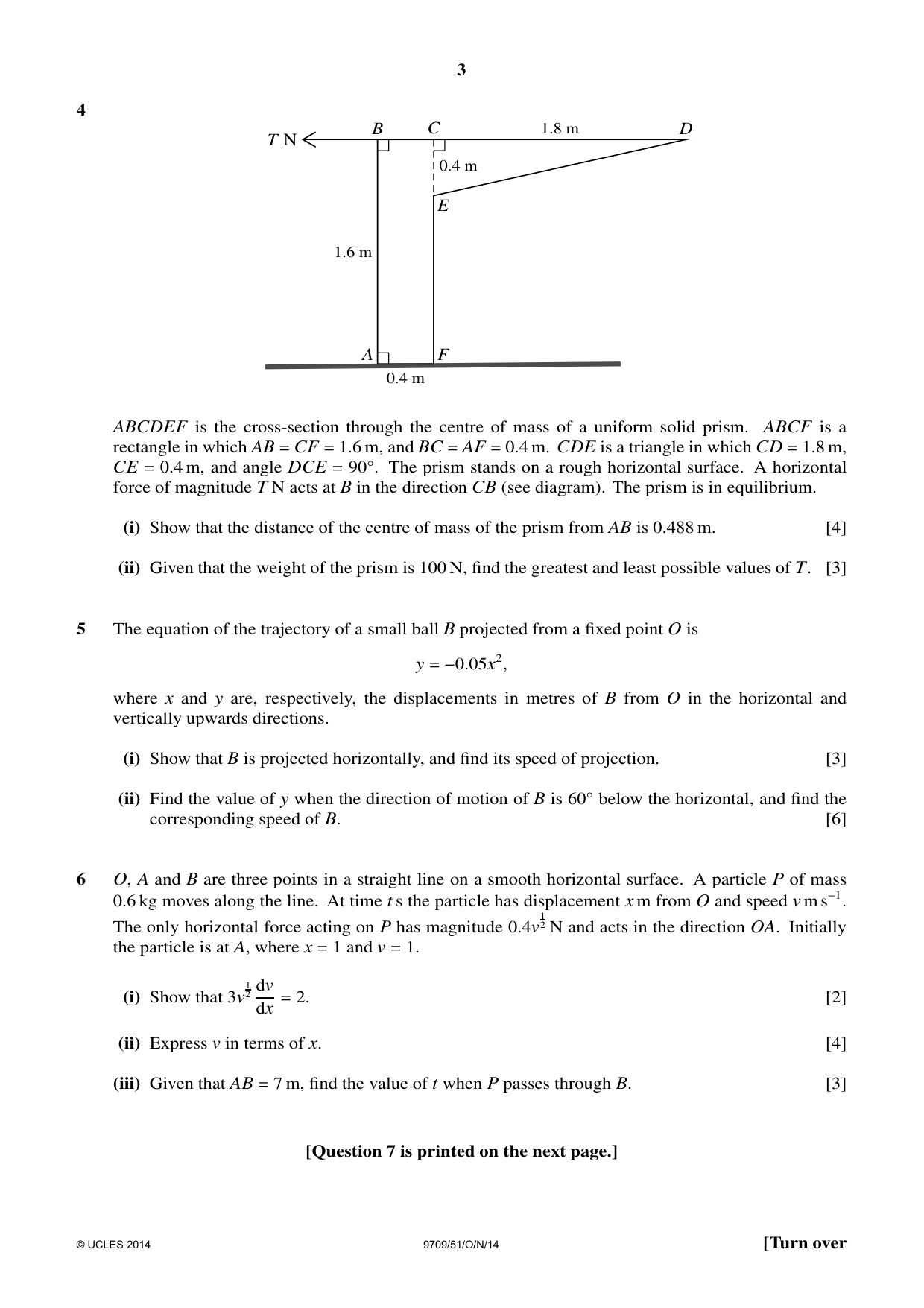 Cambridge A Level Mathematics 9709 2014 Oct/Nov Paper 5 · Variant 1 question paper, page 3 of 4