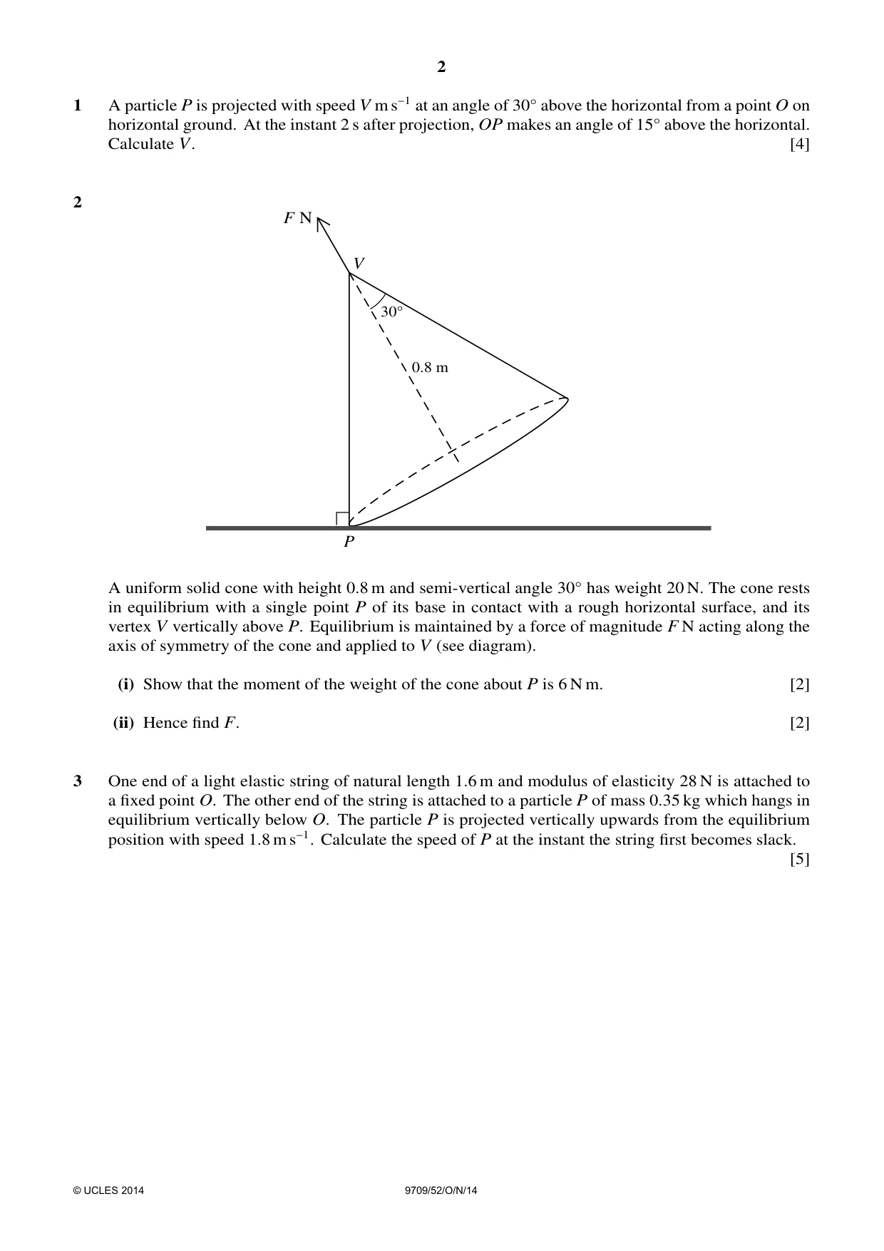 Cambridge A Level Mathematics 9709 2014 Oct/Nov Paper 5 · Variant 2 question paper, page 2 of 4