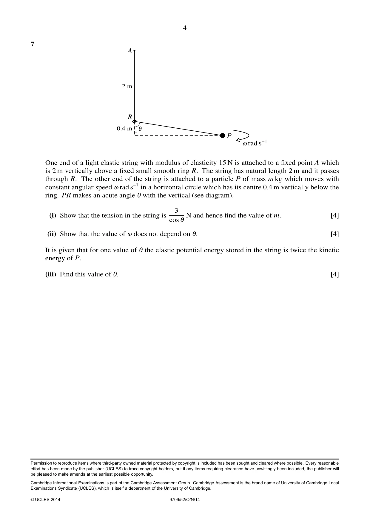 Cambridge A Level Mathematics 9709 2014 Oct/Nov Paper 5 · Variant 2 question paper, page 4 of 4