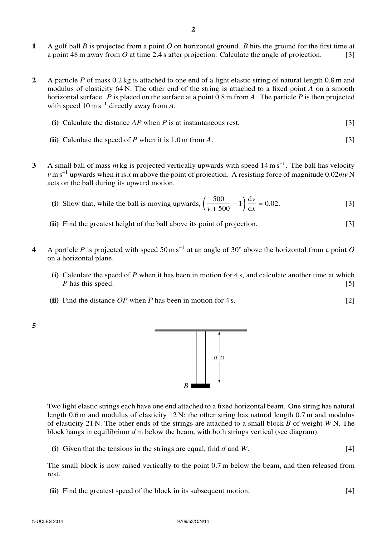 Cambridge A Level Mathematics 9709 2014 Oct/Nov Paper 5 · Variant 3 question paper, page 2 of 4
