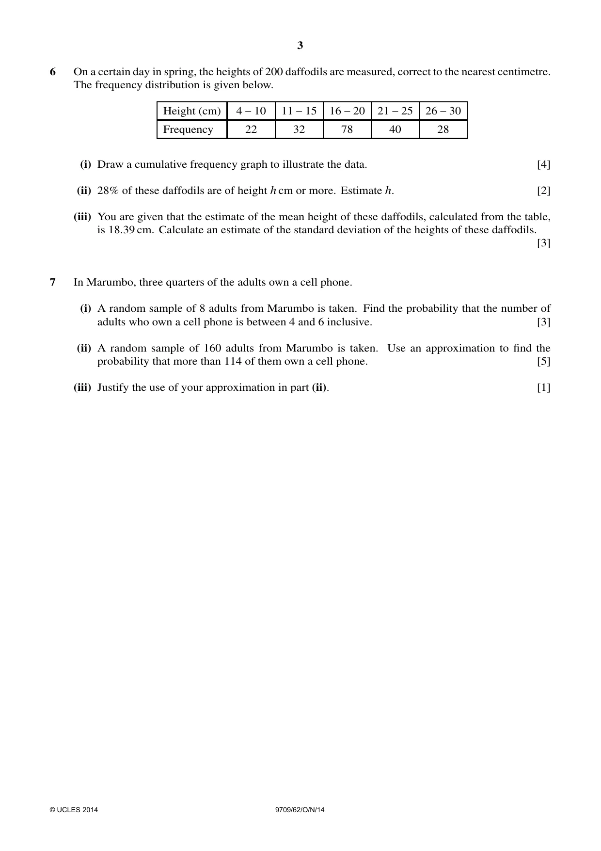 Cambridge A Level Mathematics 9709 2014 Oct/Nov Paper 6 · Variant 2 question paper, page 3 of 4