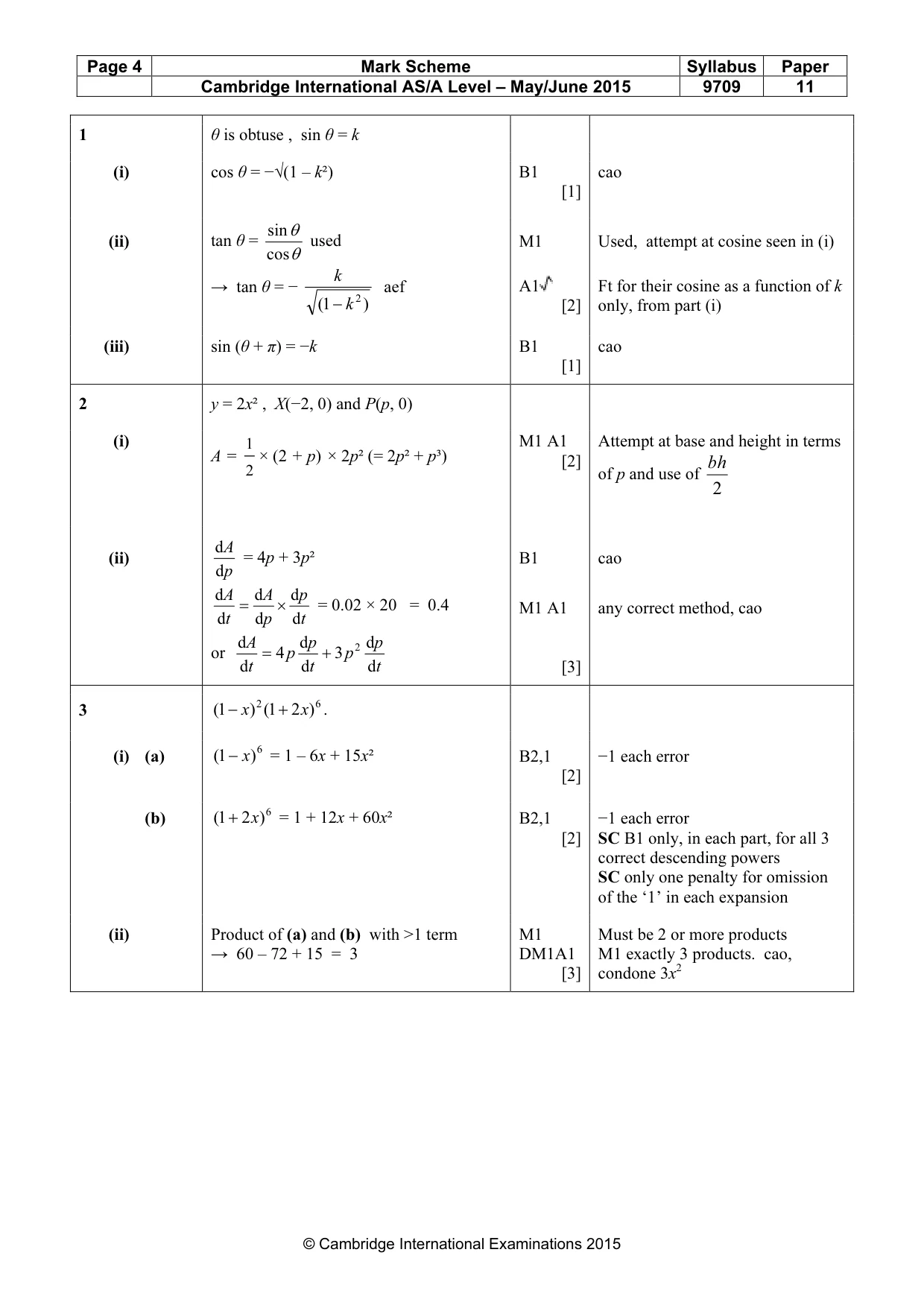 Mark scheme, page 4 of 9