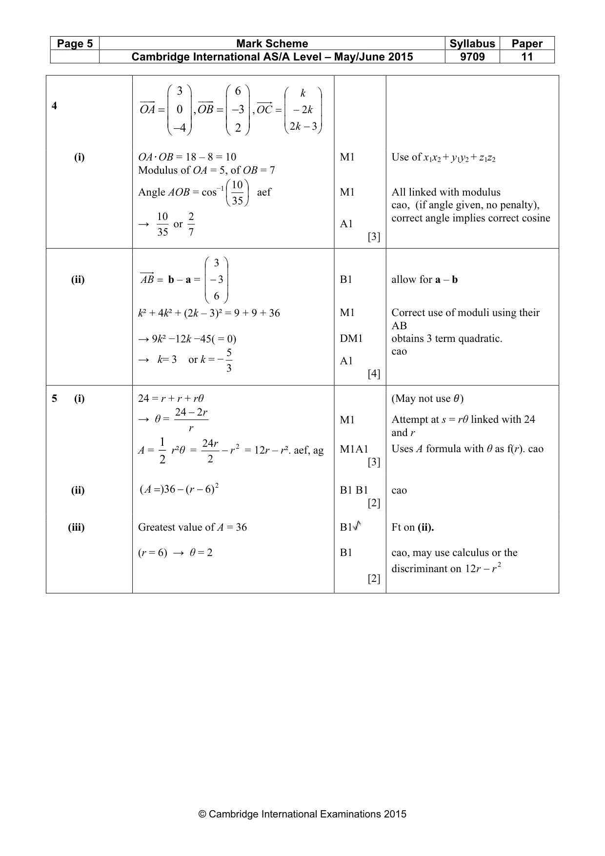 Mark scheme, page 5 of 9